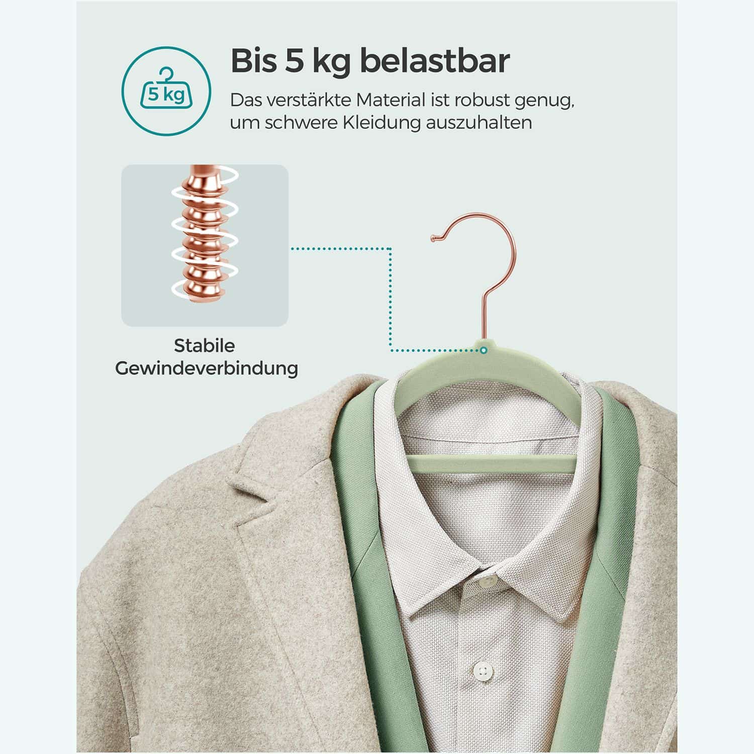 50er Set Samt-Kleiderbügel Hellgrün-CRF021GR50 50er Set Samt-Kleiderbügel Hellgrün-CRF021GR50