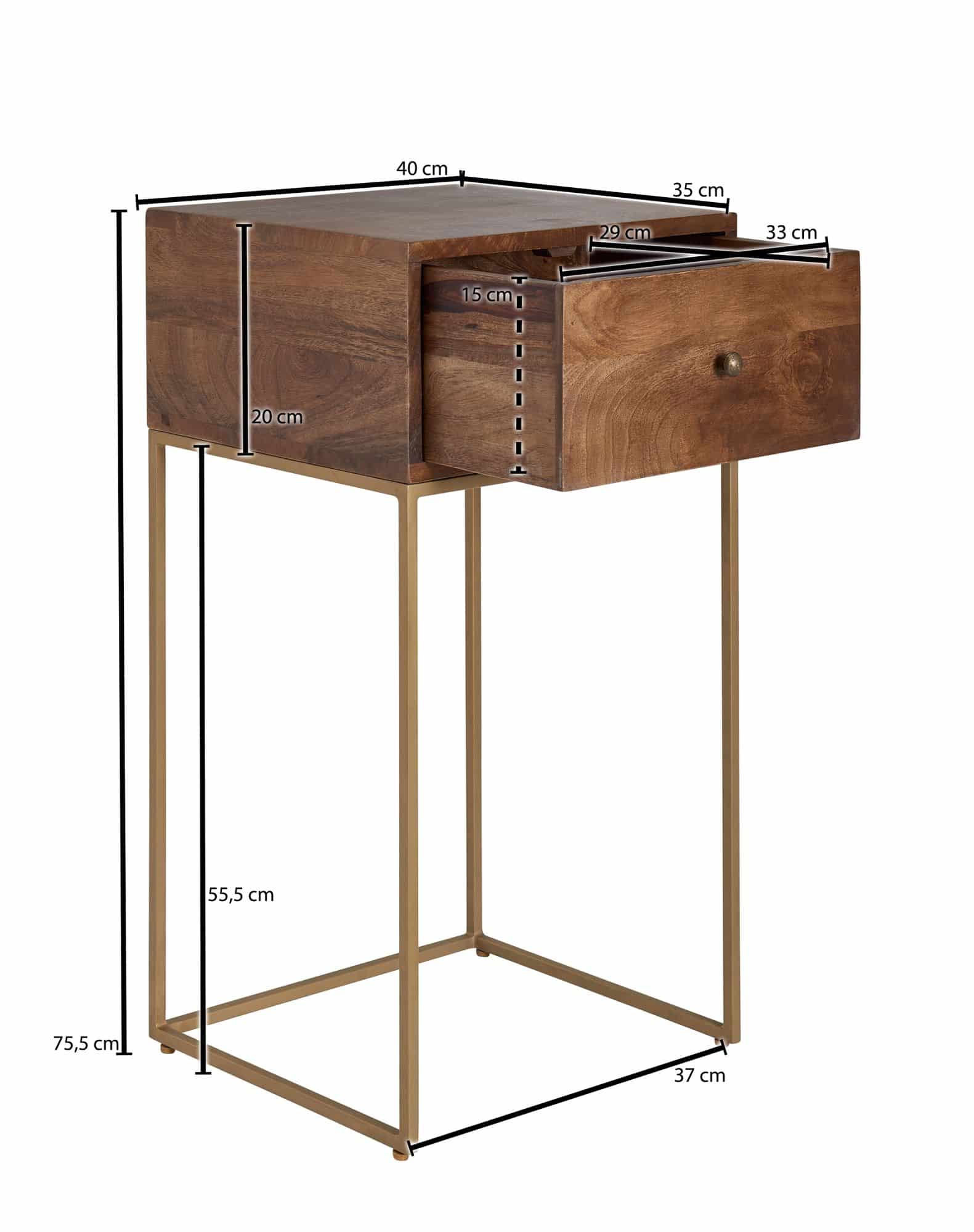 64418-Wohnling-Nachtkaestchen-40x35x75-cm-WL6-478-WL6-478 Nachttisch Mango Massivholz / Metall 40x75,5x35 cm Nachtschrank Boxspringbett