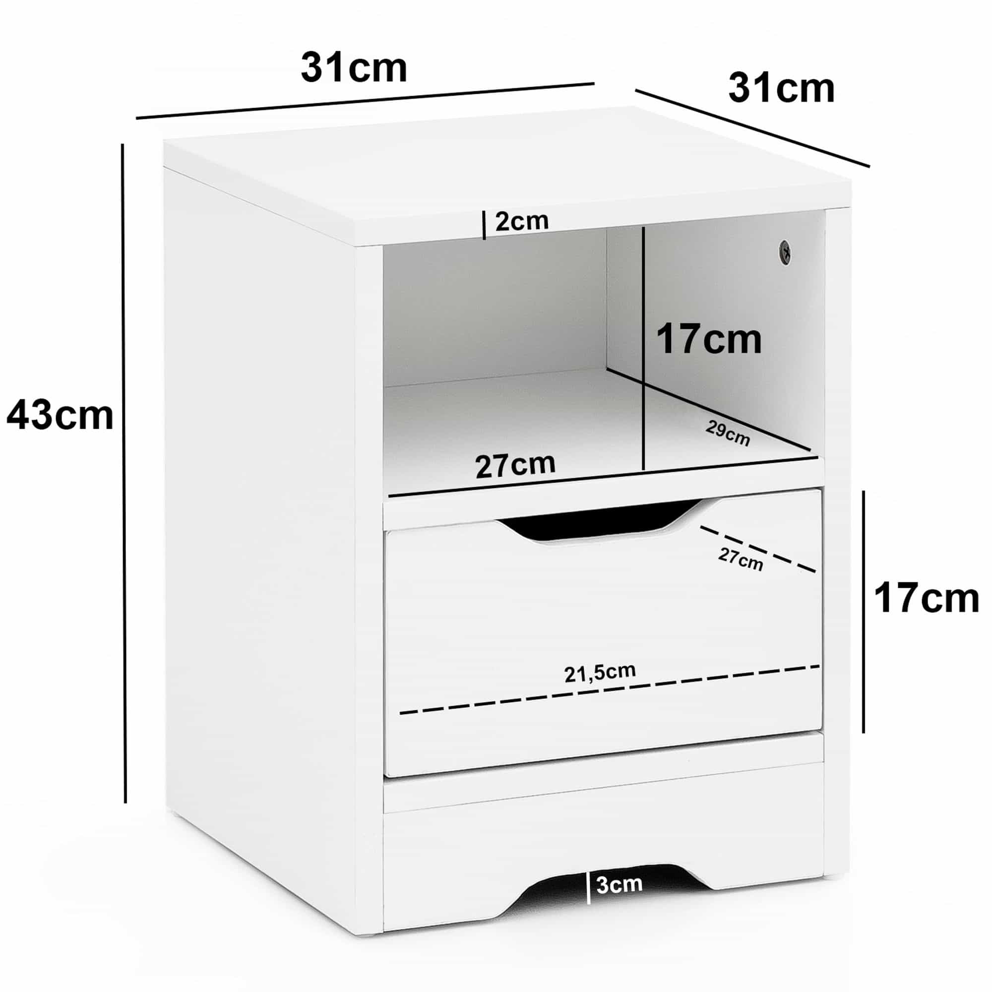 Nachtkonsole WL5.700 31x43x31cm Weiß Matt 1 Schublade und Ablagefach Nachtkonsole WL5.700 31x43x31cm Weiß Matt 1 Schublade und Ablagefach