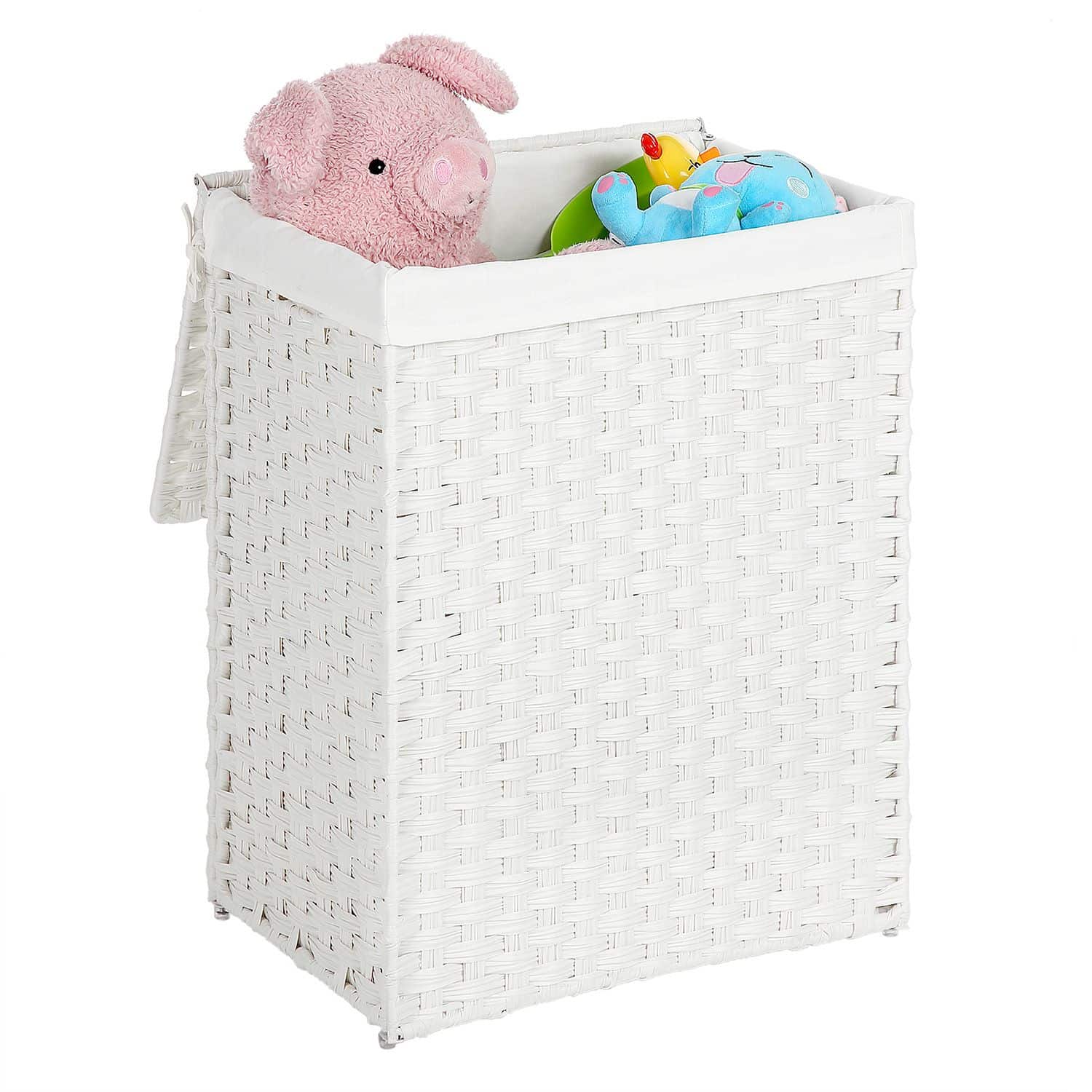 Wäschekorb aus Polyrattan Weiß Wäschekorb aus Polyrattan Weiß