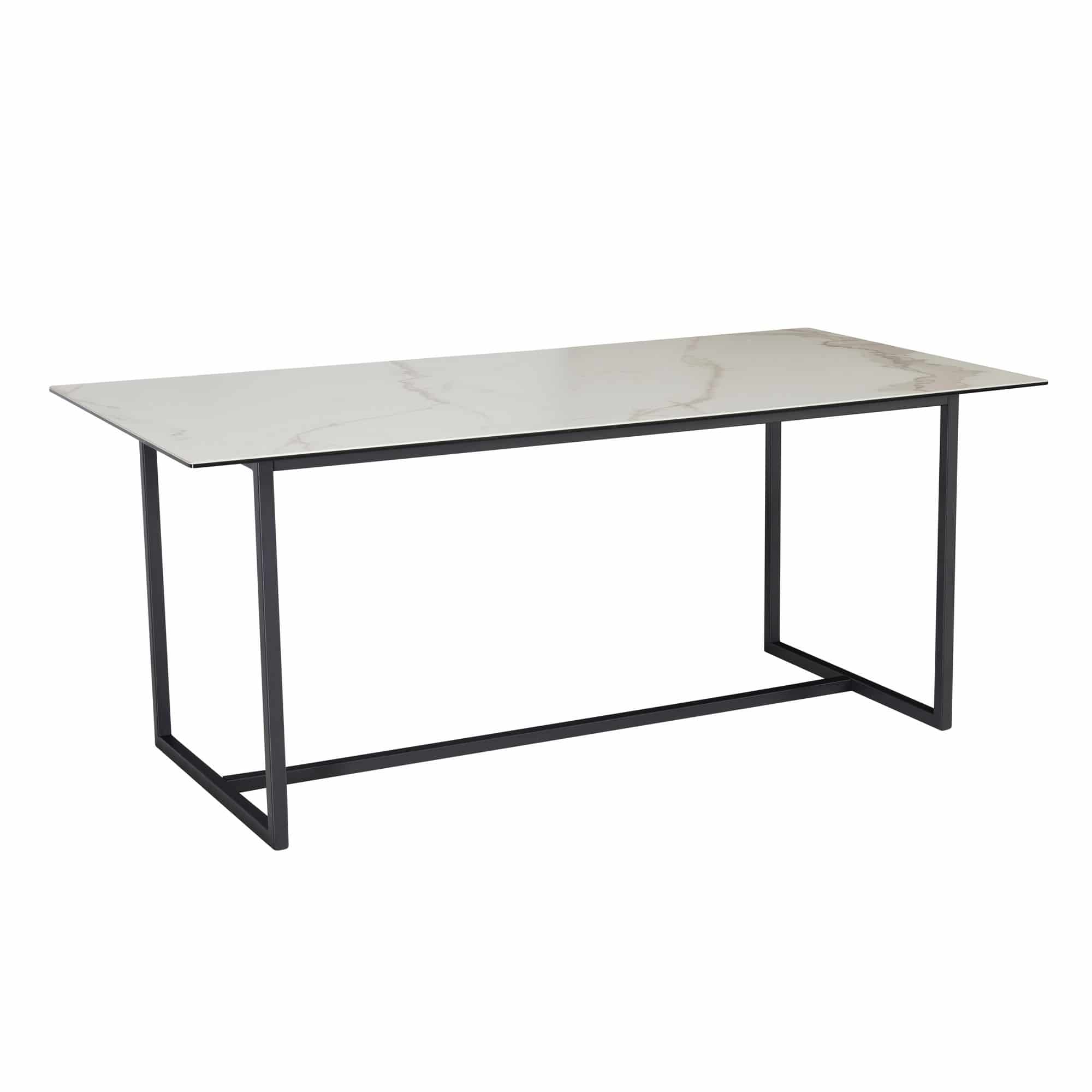 Esszimmertisch 180x90x76 cm Glas Keramik Esstisch Weiß Marmor-Optik Esszimmertisch 180x90x76 cm Glas Keramik Esstisch Weiß Marmor-Optik