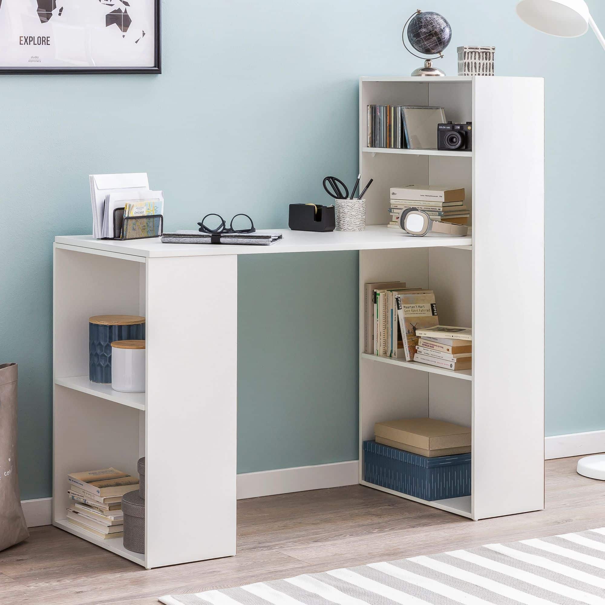 47461-WOHNLING-Schreibtisch-SAMSON-mit-Regal-120x_1 Schreibtisch WL5.692 mit Regal 120 x 120 x 53 cm Weiß Matt Holz Modern