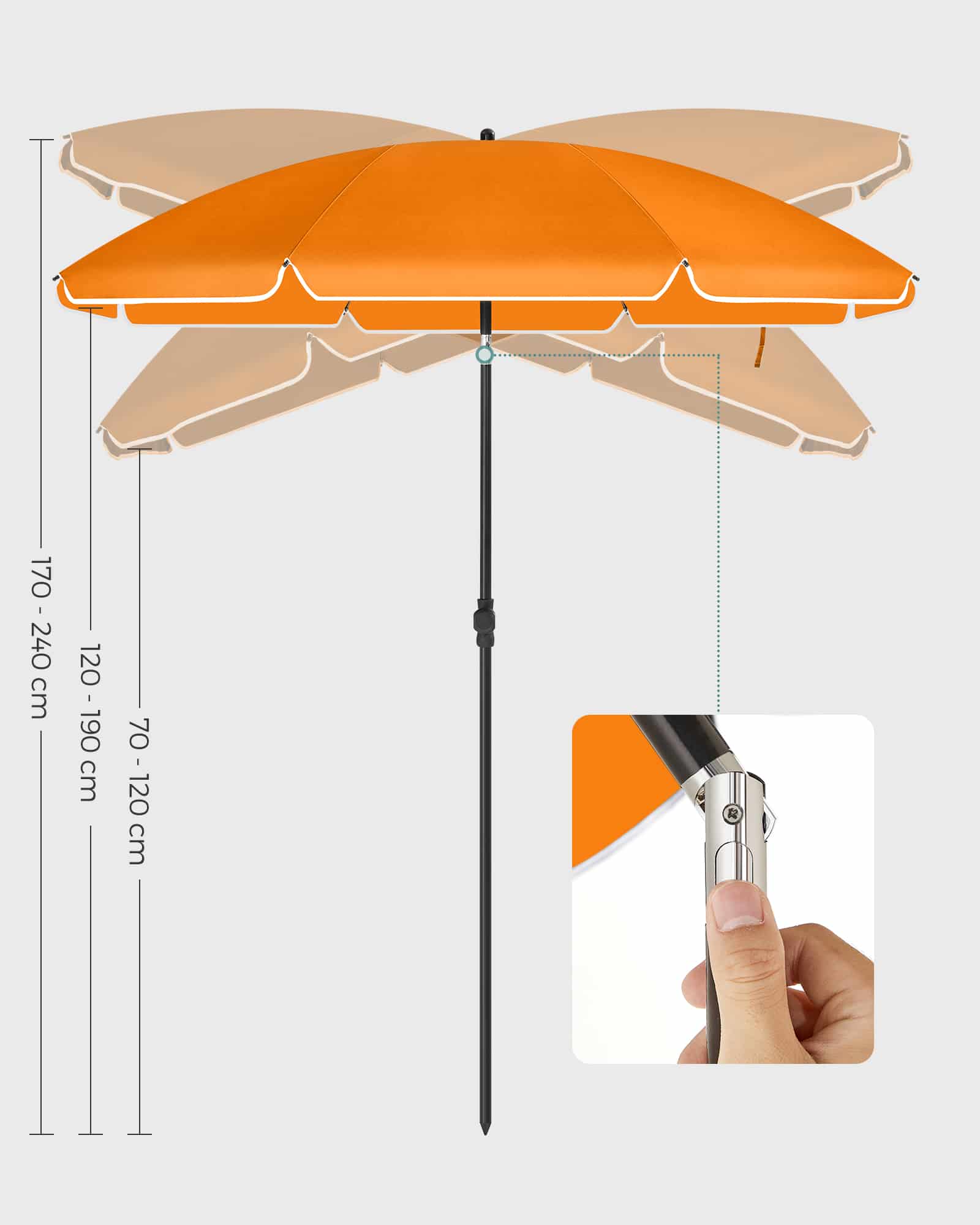 Gartenschirm Ø 200 cm Sonnenschutz-GPU65OGV1 Gartenschirm Ø 200 cm Sonnenschutz-GPU65OGV1