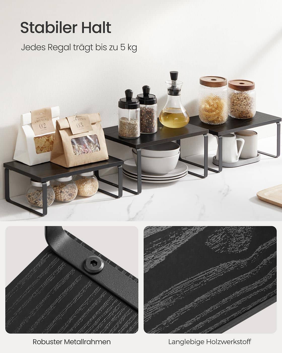 Gewürzregal 3er Set stapelbar und erweiterbar anthrazitgrau-mattschwarz Gewürzregal 3er Set stapelbar und erweiterbar anthrazitgrau-mattschwarz