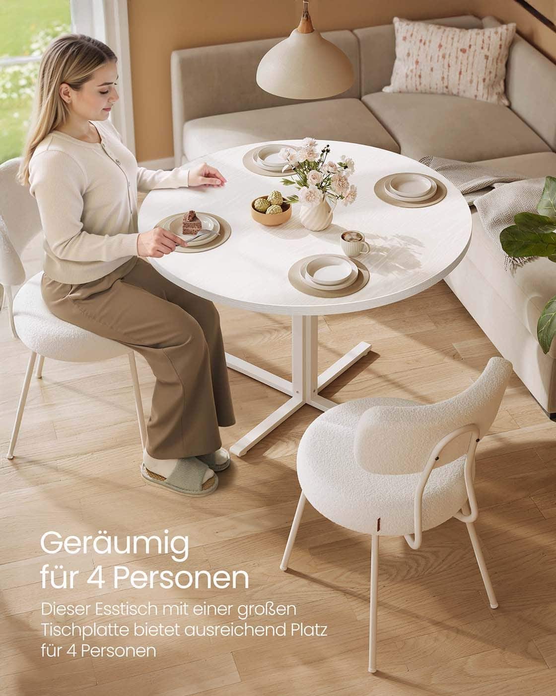 Runder Esstisch für 4 Personen für Esszimmer schneeweiß Runder Esstisch für 4 Personen für Esszimmer schneeweiß