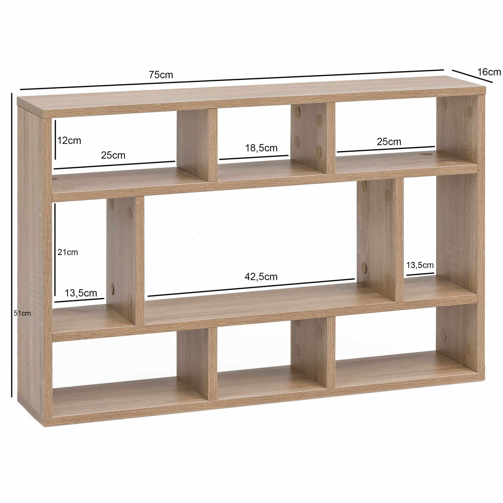 Wandregal WL5.809 Sonoma Eiche 75x51x16 cm Holz Hängeregal Modern Wandregal WL5.809 Sonoma Eiche 75x51x16 cm Holz Hängeregal Modern