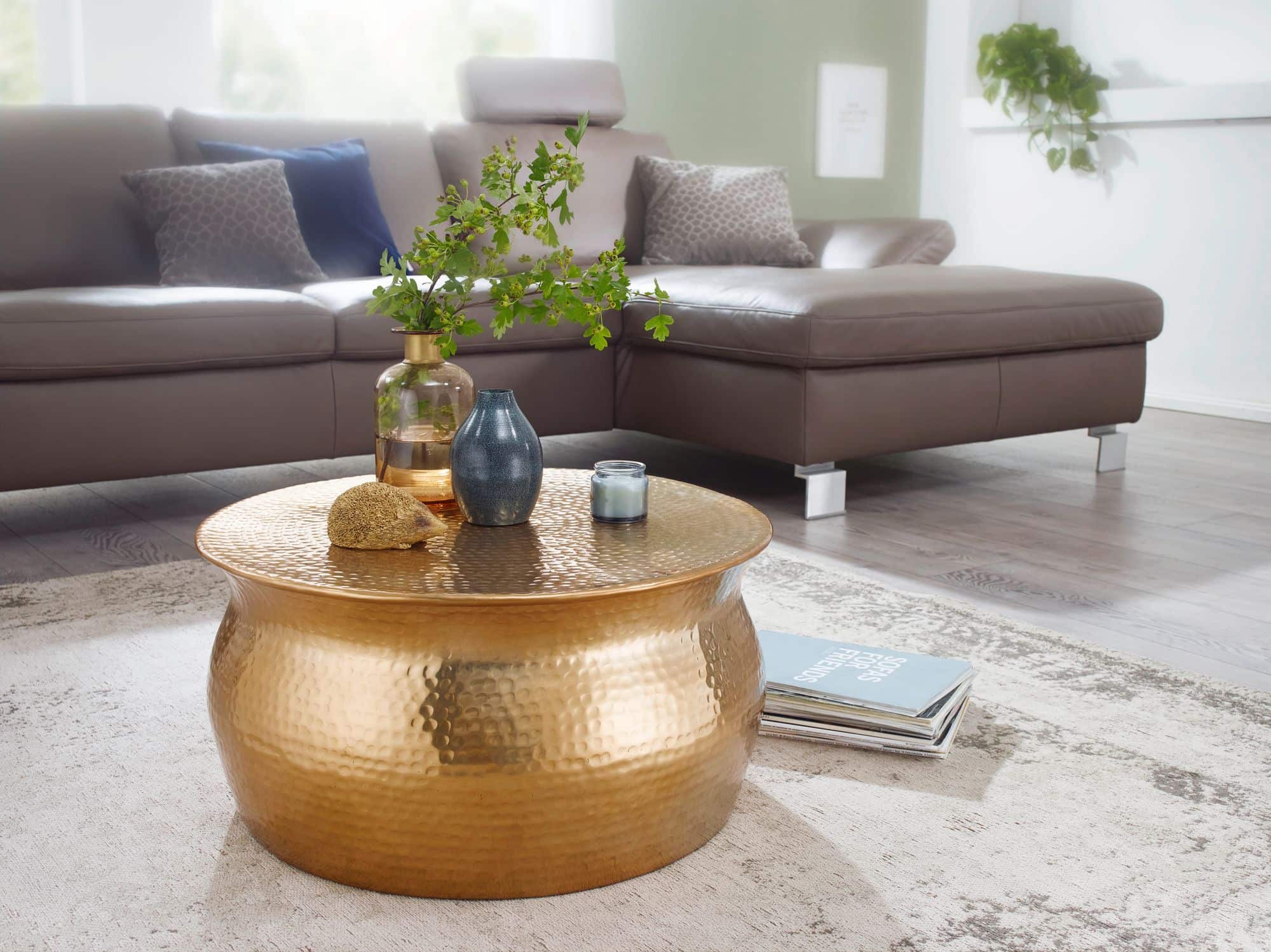 46262-WOHNLING-Couchtisch-60x60x30-cm-Aluminium-G_1 Wohnling Couchtisch Akola Ø 60 cm – Hammerschlag Gold