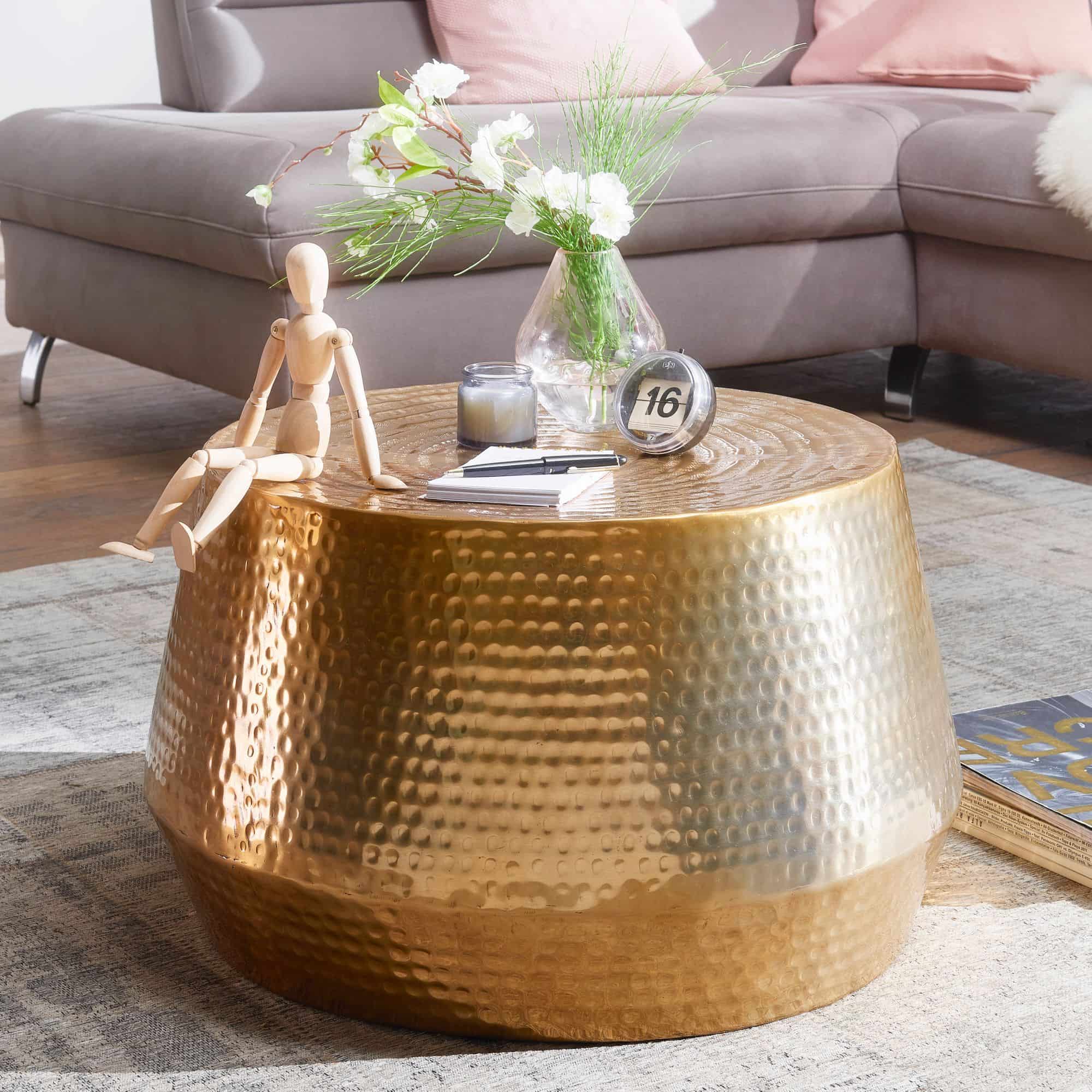 46304-WOHNLING-Couchtisch-MAHESH-60x60x36-cm-Alumin25rkPH5aZZNV0 Couchtisch 60x36x60 cm Aluminium Beistelltisch Gold Orientalisch Rund