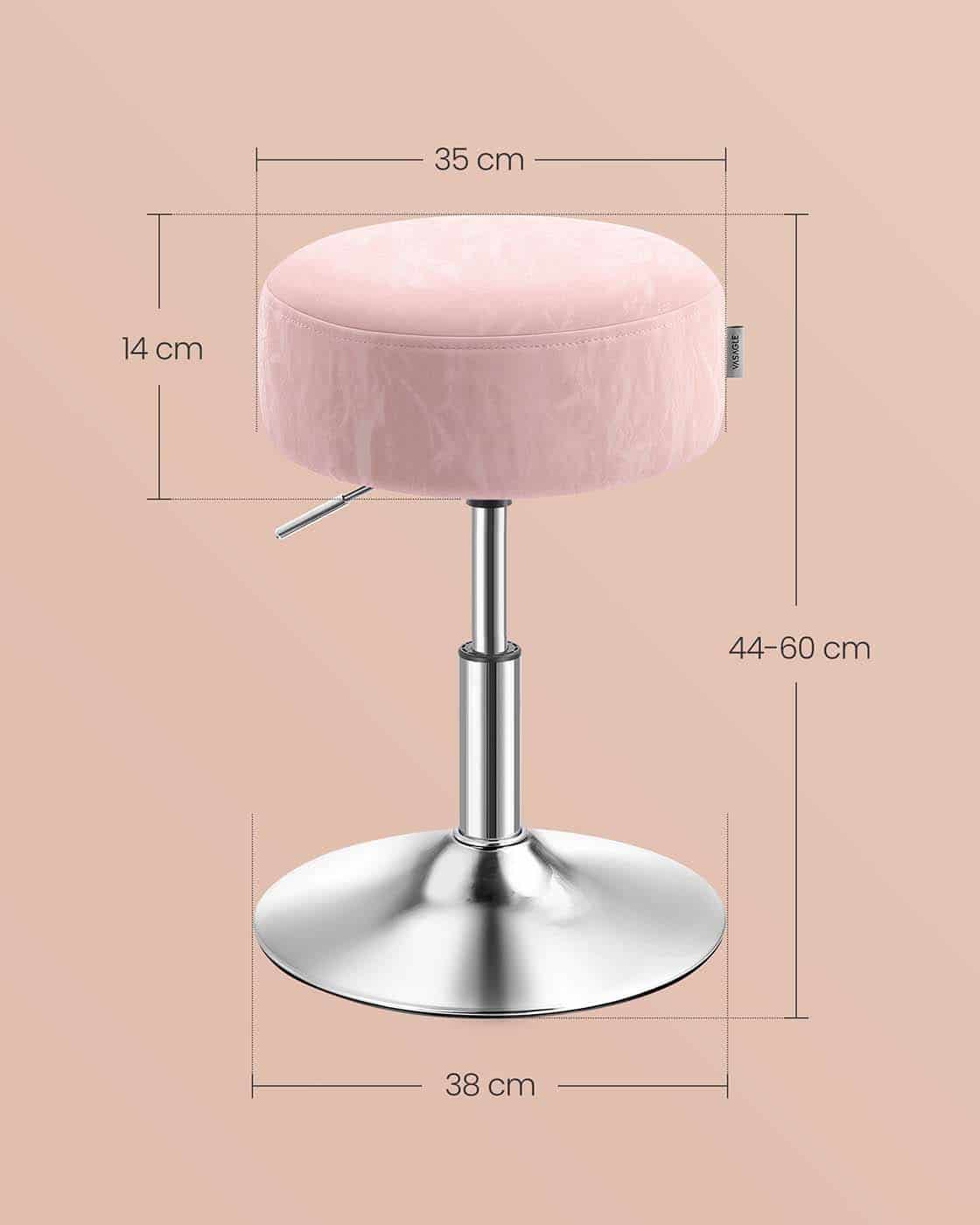 Höhenverstellbarer und 360° drehbarer Schminkhocker pastellrosa Höhenverstellbarer und 360° drehbarer Schminkhocker pastellrosa