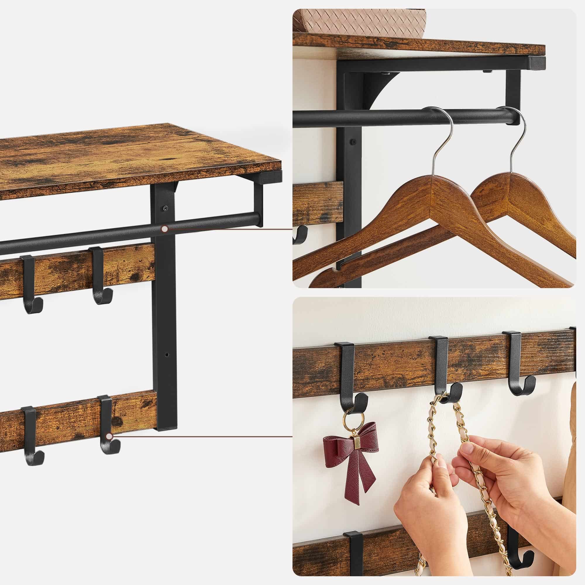 Wandgarderobe mit Ablage Industriestil-B34LCR101B01 Wandgarderobe mit Ablage Industriestil-B34LCR101B01