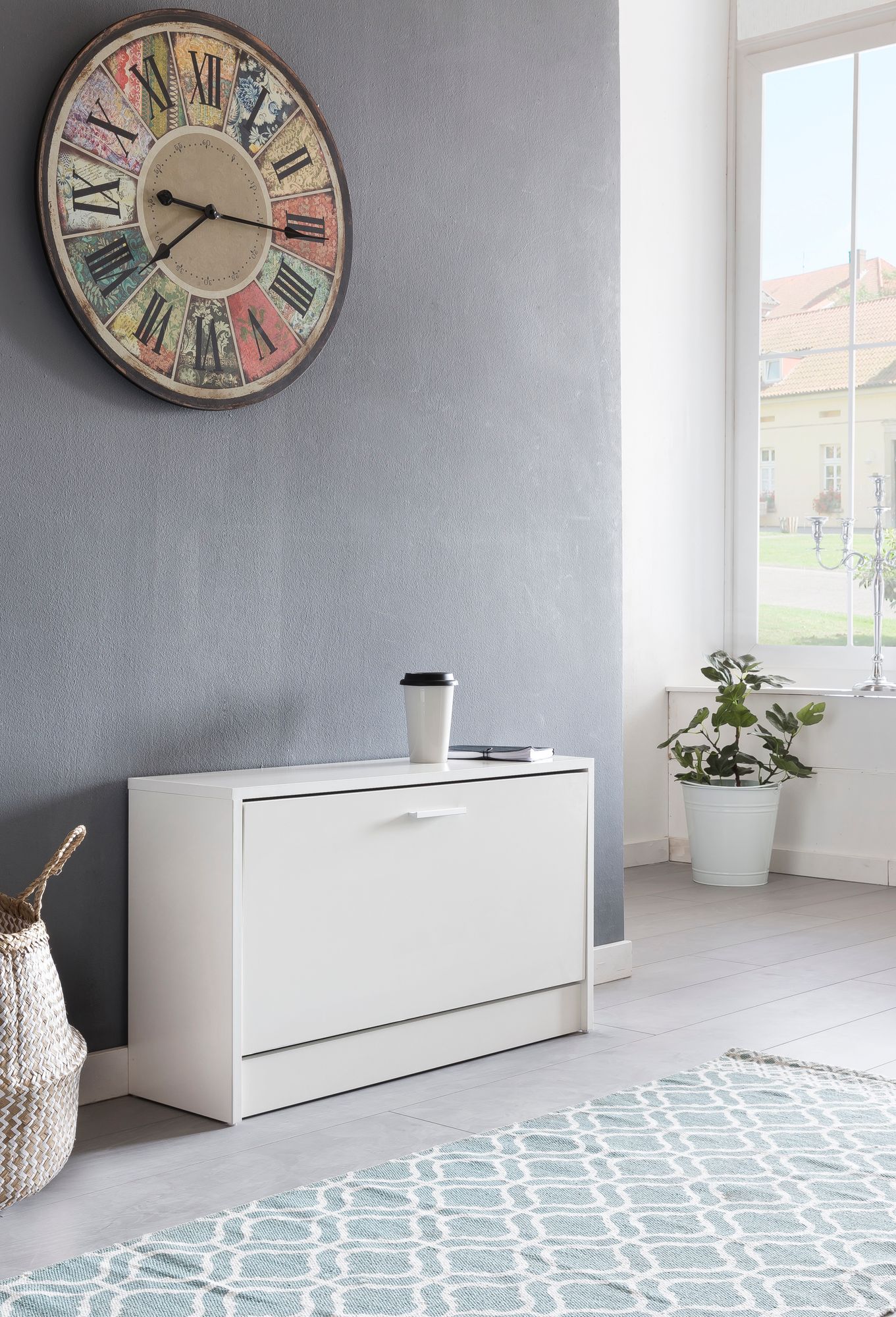 45765-WOHNLING-Schuhbank-mit-1-Klappe-Weiss_11 Schuhbank SPLIT mit Sitzfläche Weiß Schuhkipper Holz 80 x 47 x 24 cm