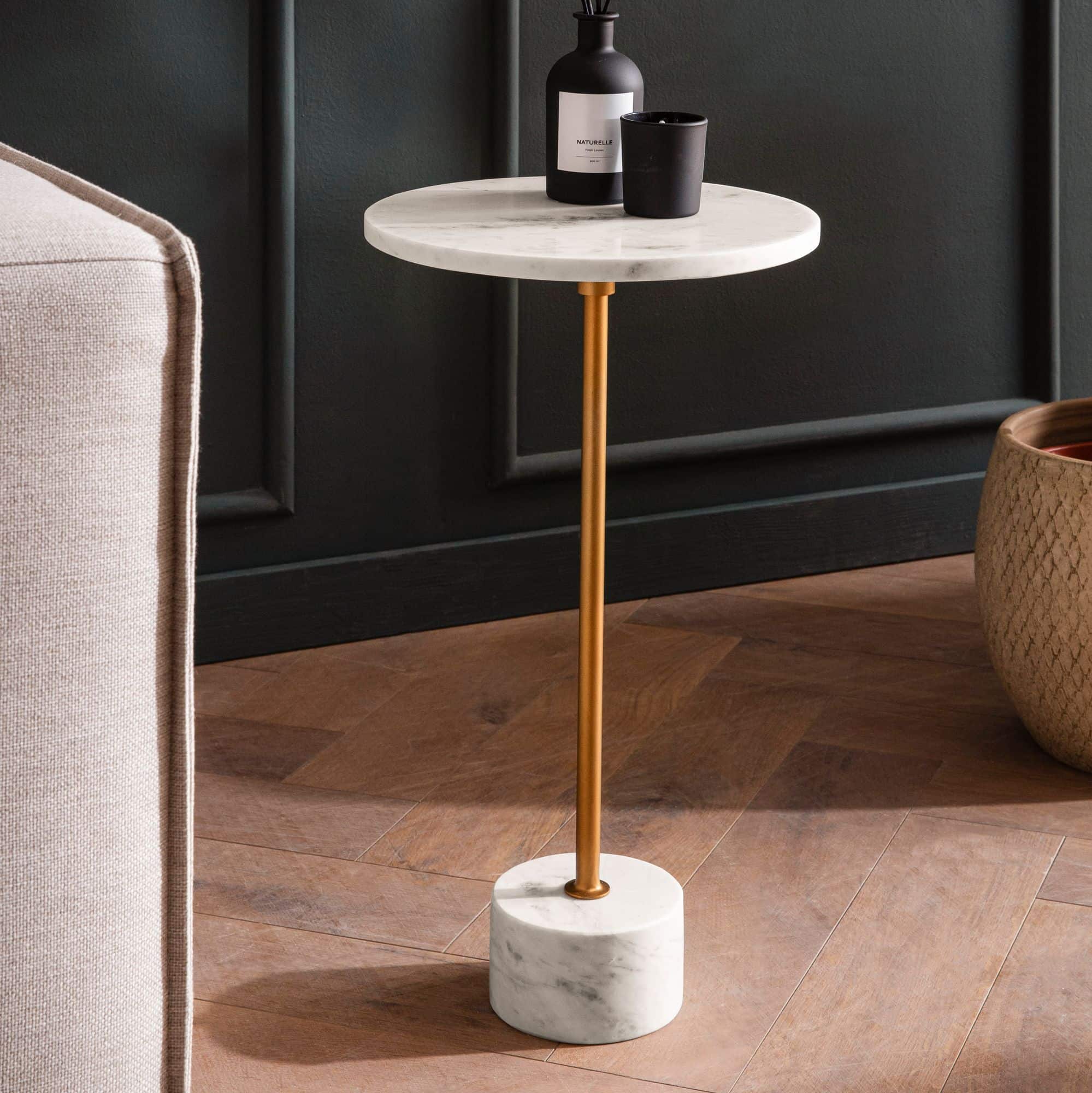 Beistelltisch Echter Marmor Metall 30x30x55