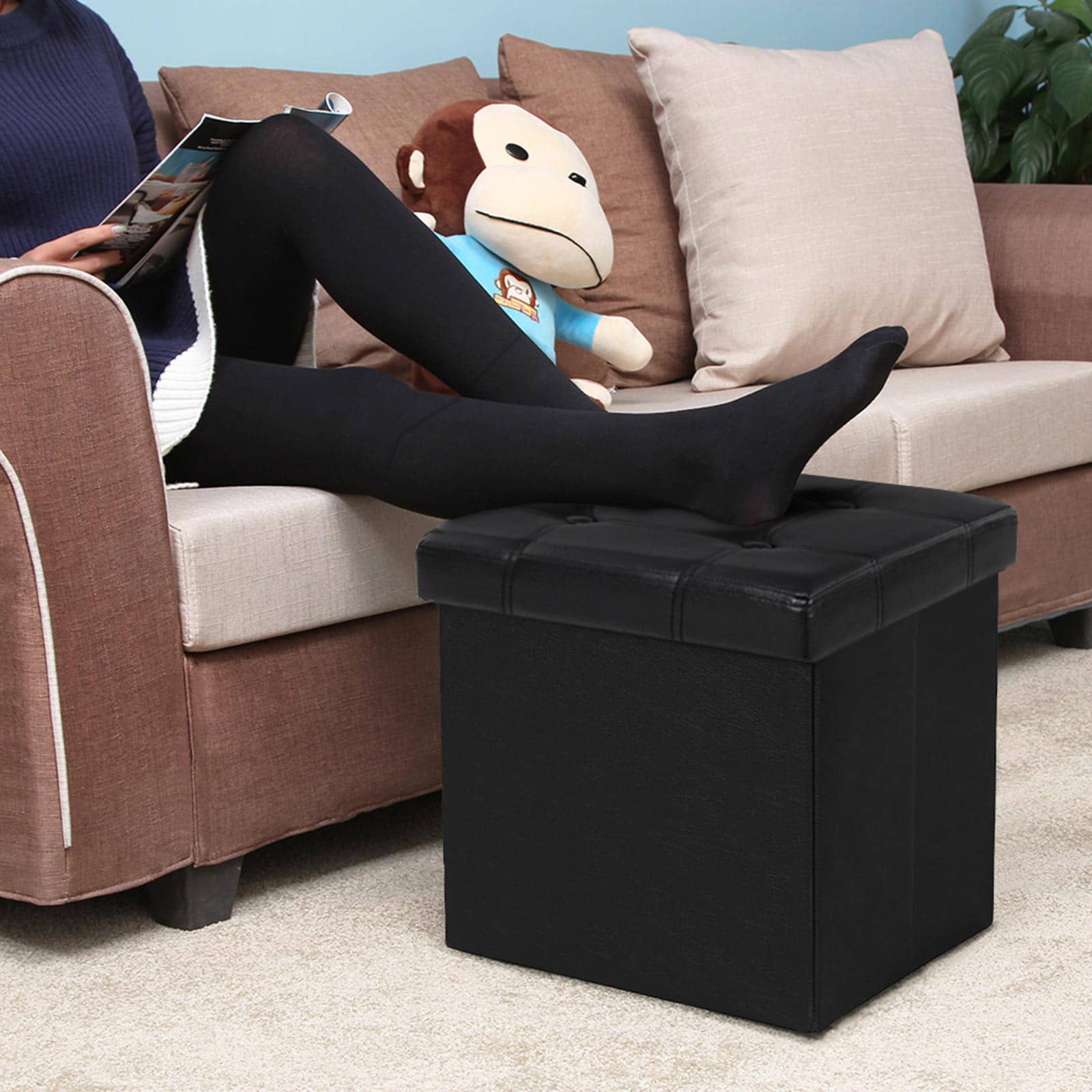 Kleiner Sitzwürfel Kunstleder Schwarz-LSF30B Kleiner Sitzwürfel Kunstleder Schwarz-LSF30B