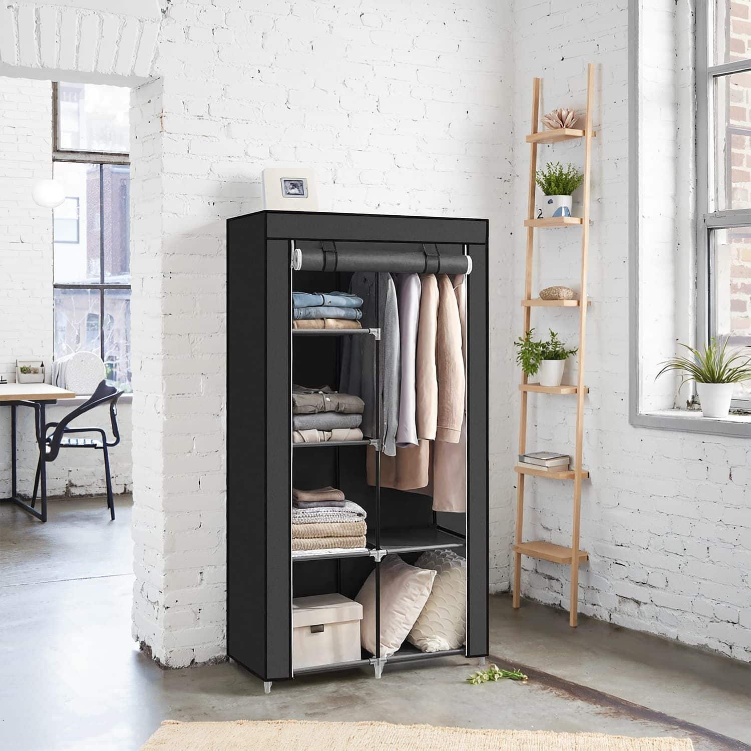 Kleiderschrank, 1 Kleiderstange, 6 Ebenen,