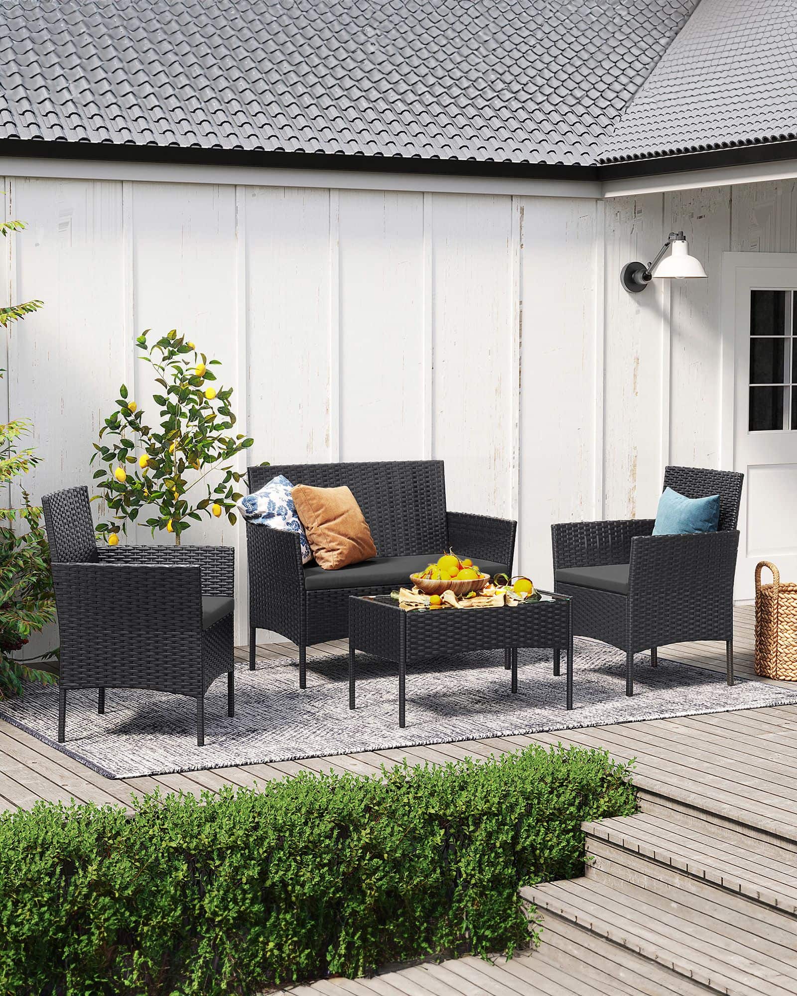 Balkonmöbel aus PE-Polyrattan schwarz-grau-B34GGF004B06 Balkonmöbel aus PE-Polyrattan schwarz-grau-B34GGF004B06