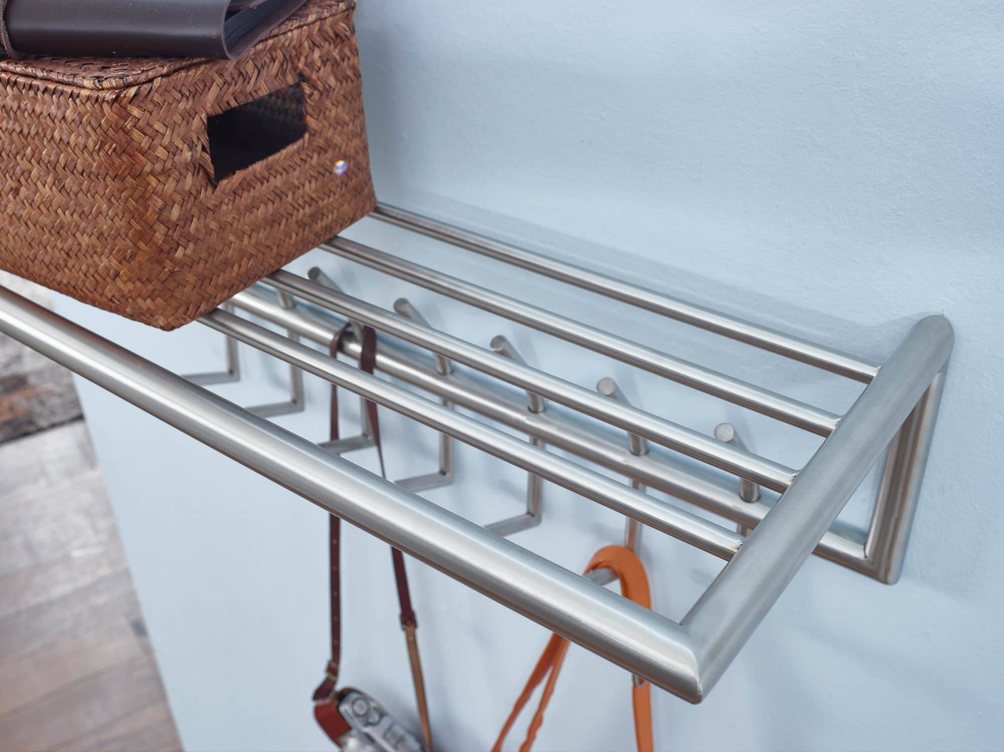 63409-WOHNLING-Garderobe-Stahl-Matt-75x30x28-cm-WL6-448-WL6-448_3 Wandgarderobe Metall Silber 74,5x39x19,5 cm Flurgarderobe mit Ablage