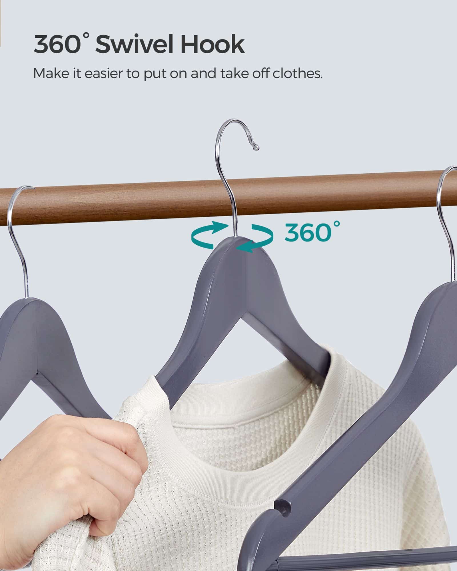 Kleiderbügel Holz drehbar grau-silbern-CRW001G01 Kleiderbügel Holz drehbar grau-silbern-CRW001G01