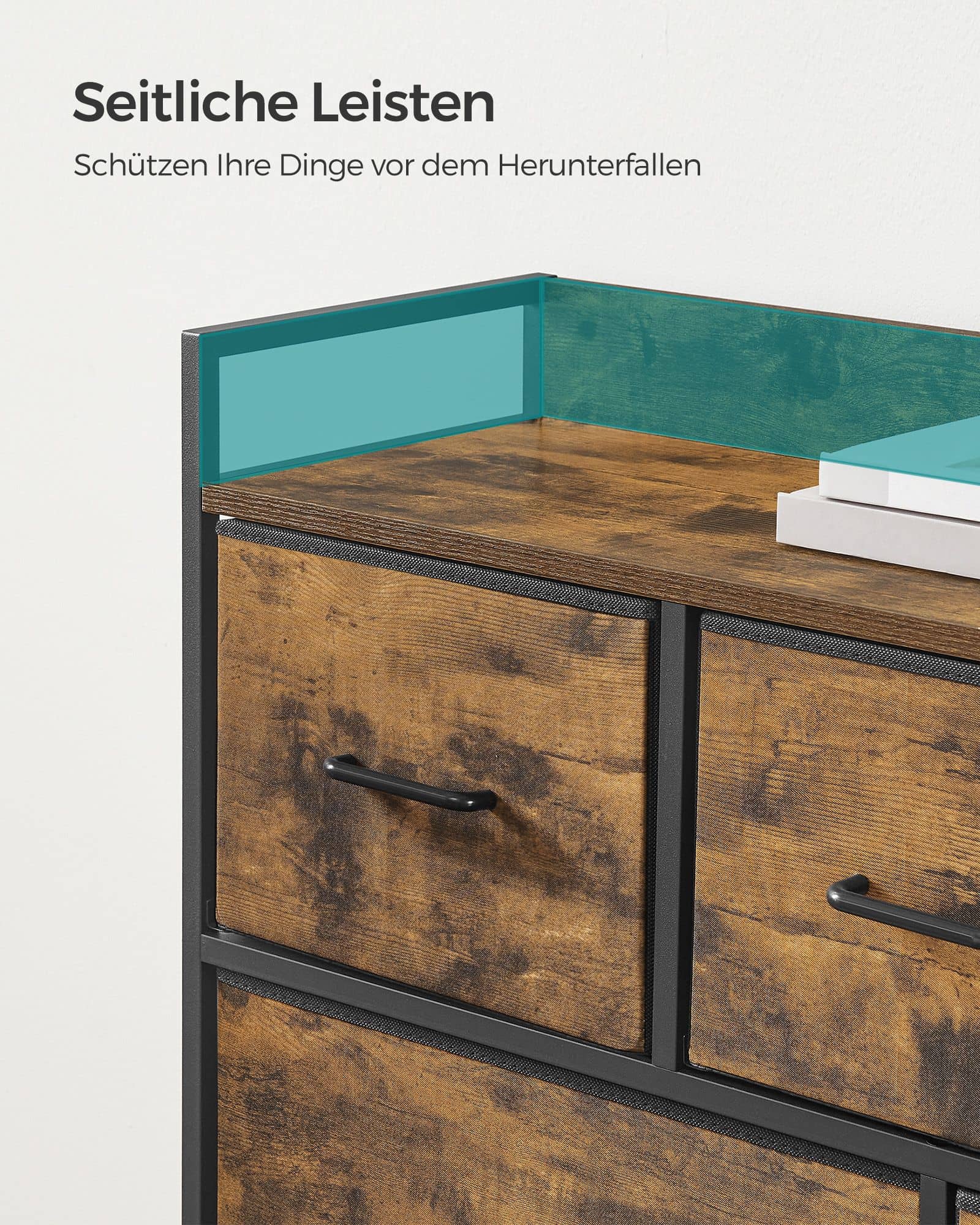 Industrie-Design Kommode mit 7 Stoffschubladen-B34LTS137B01 Industrie-Design Kommode mit 7 Stoffschubladen-B34LTS137B01