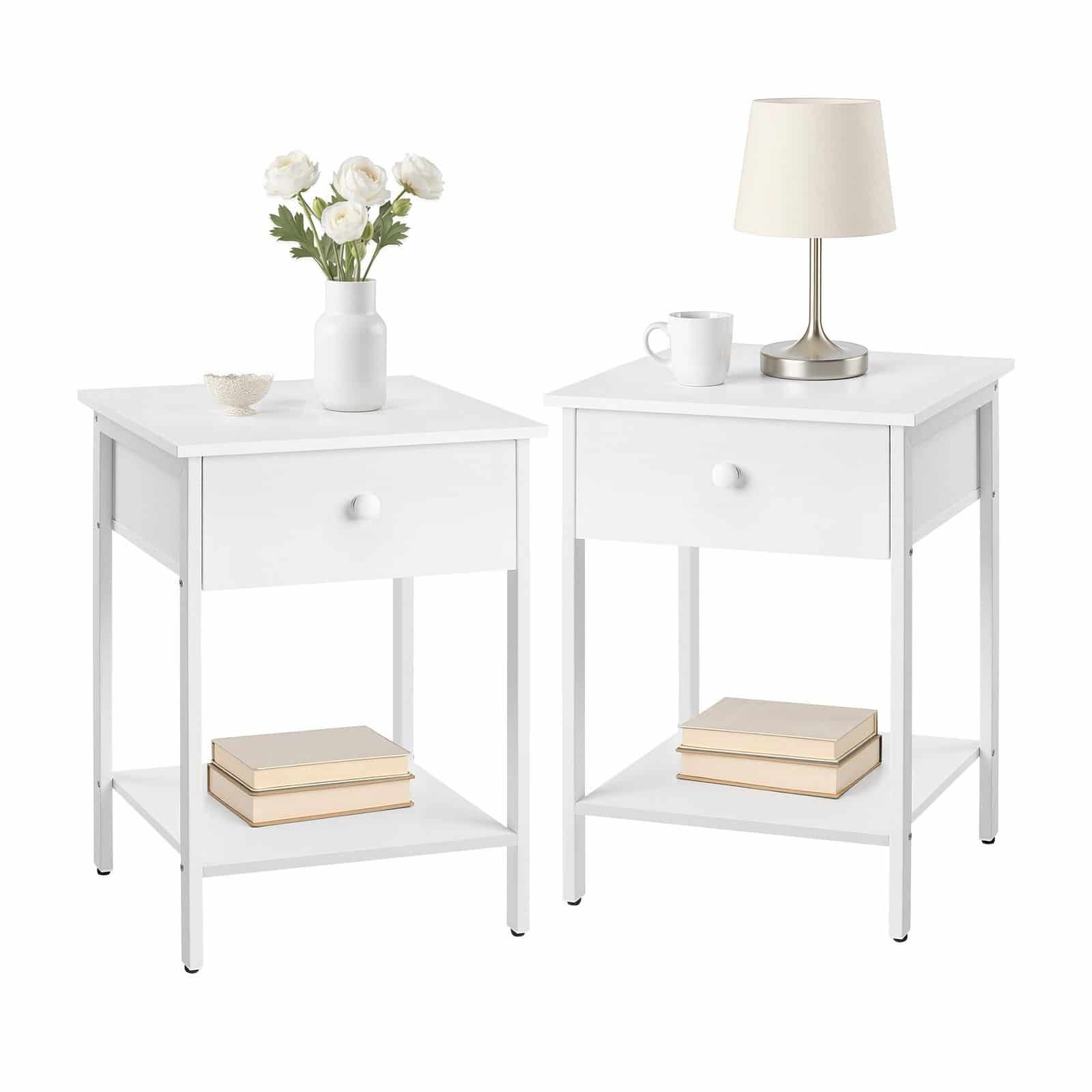 2 Nachtkommoden, mit Schublade, Beistelltisch für Schlafzimmer 2 Nachtkommoden, mit Schublade, Beistelltisch für Schlafzimmer