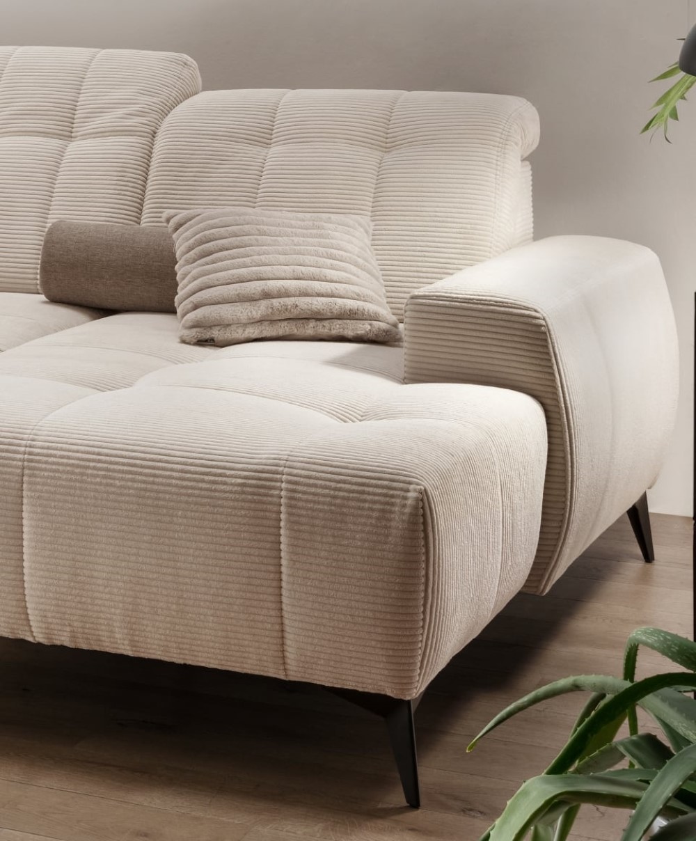 Cord Wohnlandschaft beige mit Elektrofunktion - Sano Cord Wohnlandschaft beige mit Elektrofunktion - Sano