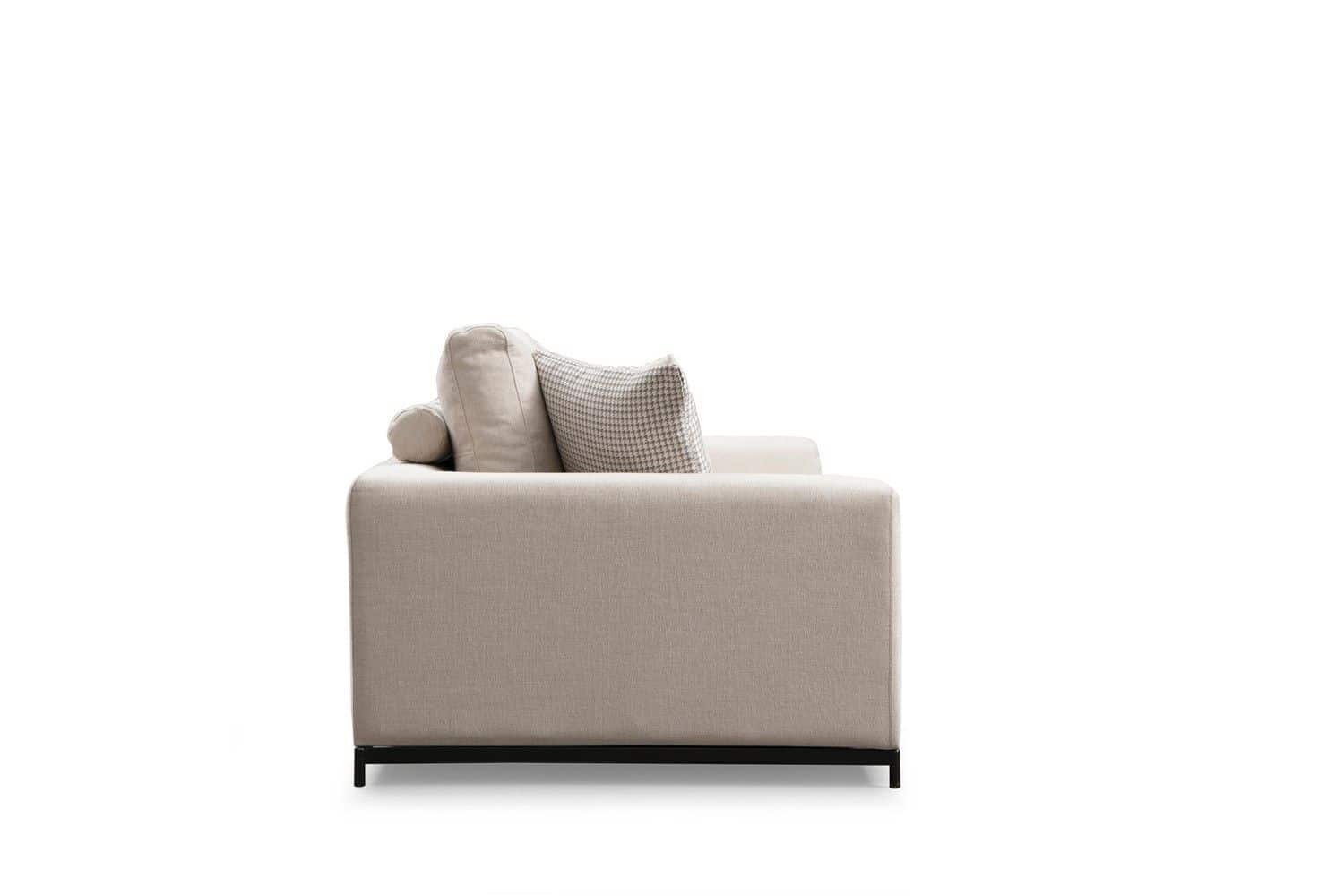 Sofa Line 2-Sitzer Beige – Flachgewebe mit Metallfüßen
