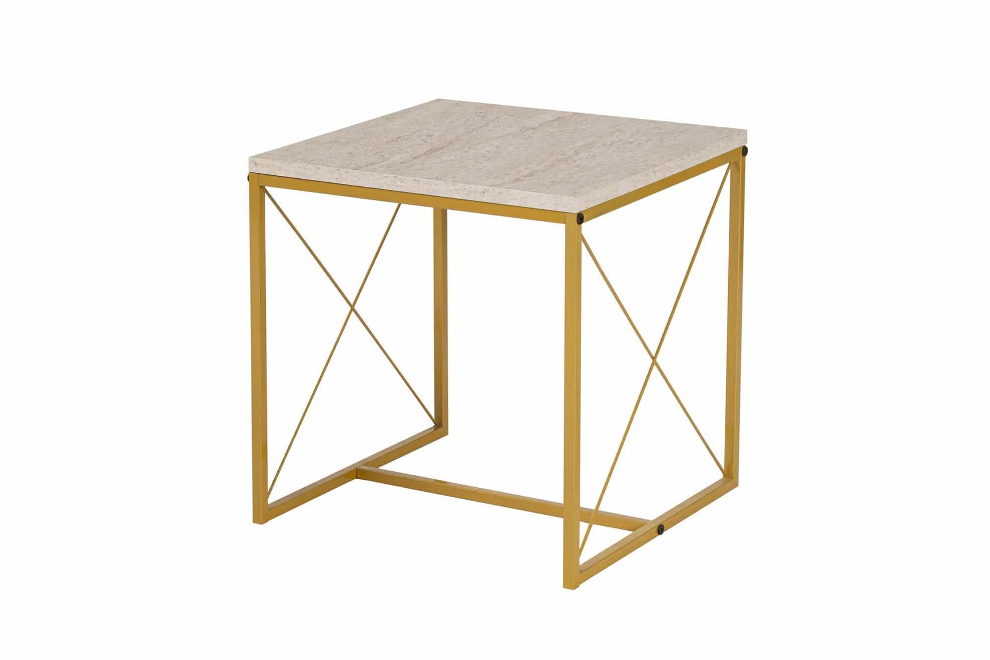 Defne - Gold, Travertine - Couchtisch Set