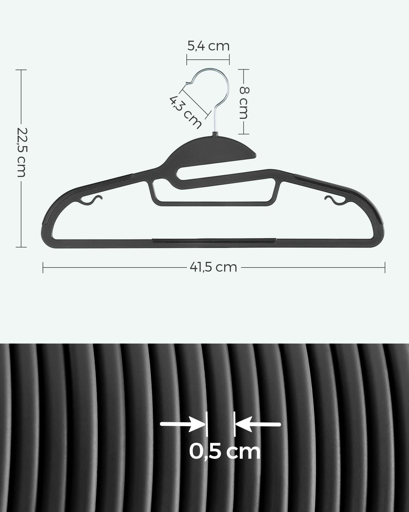 Kleiderbügel Kunststoff rutschfest platzsparend schwarz