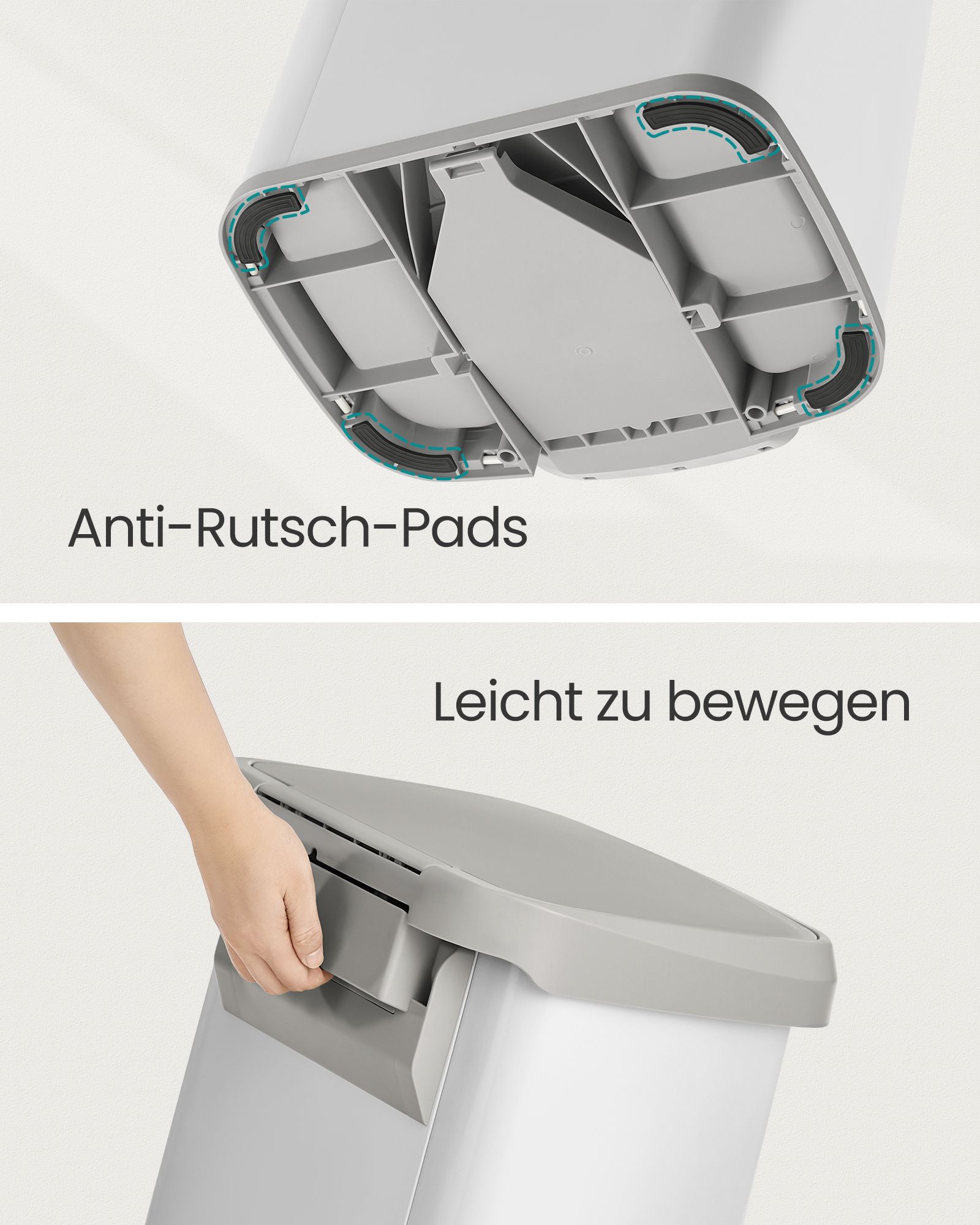 Mülleimer Küche mit Deckel 50 Liter weiß-taubengrau Mülleimer Küche mit Deckel 50 Liter weiß-taubengrau