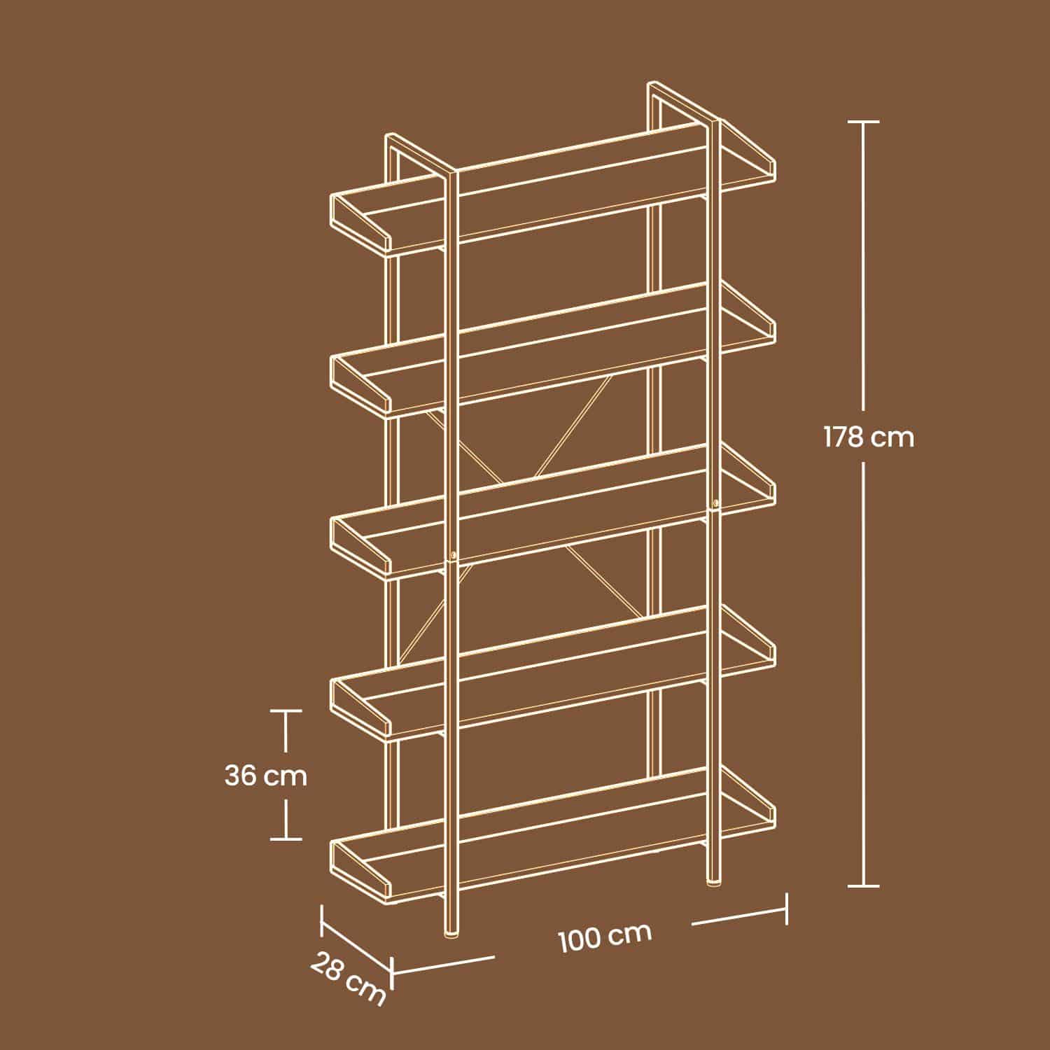 Bücherregal mit 5 Ebenen Bücherregal mit 5 Ebenen
