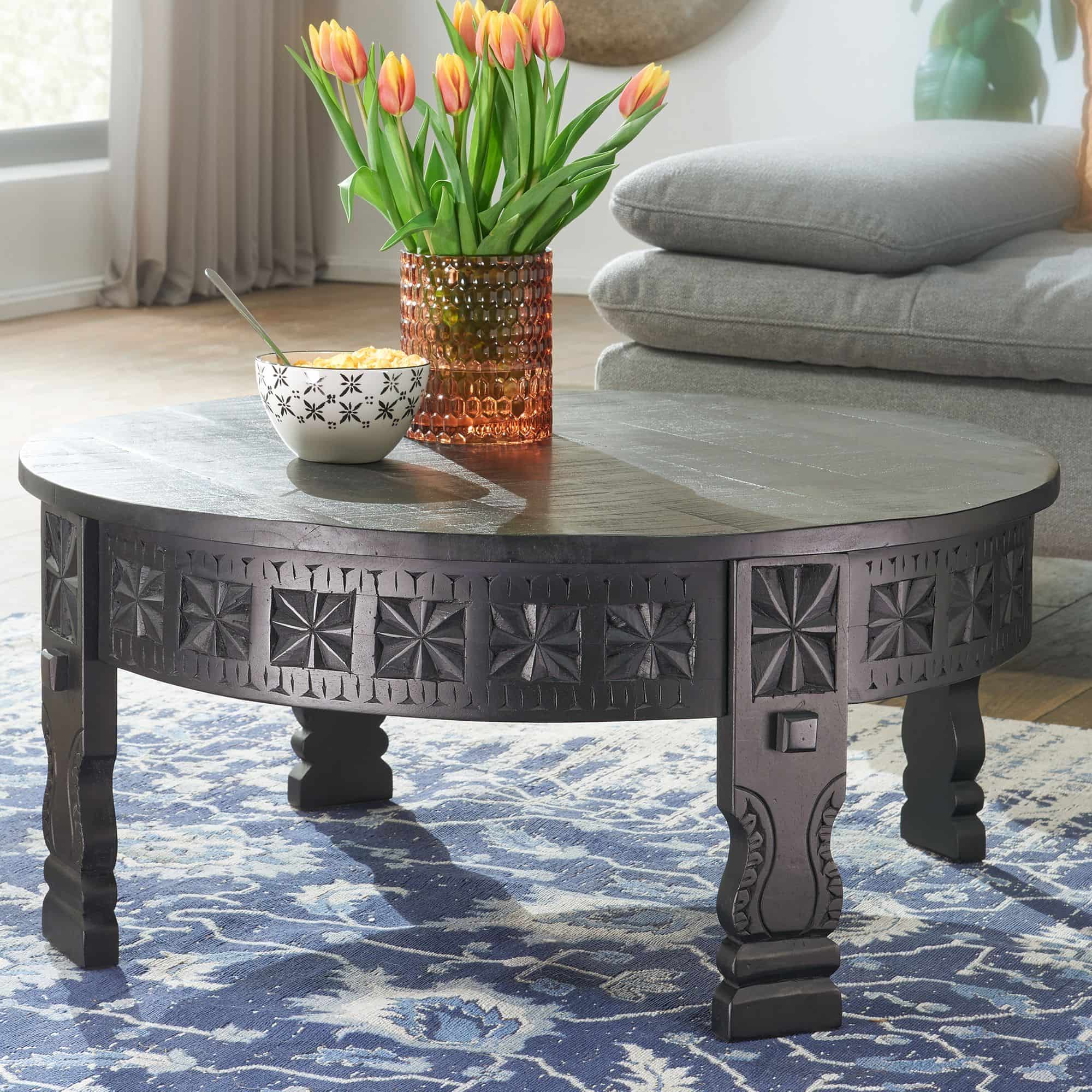 59394-Wohnling-Couchtisch-Mango-80x80x36-cm-WL6-350-WL6-350Oo6JDuUtIPUSl Design Couchtisch 80x36x80 cm Mango Massivholz Sofatisch Rund Schwarz