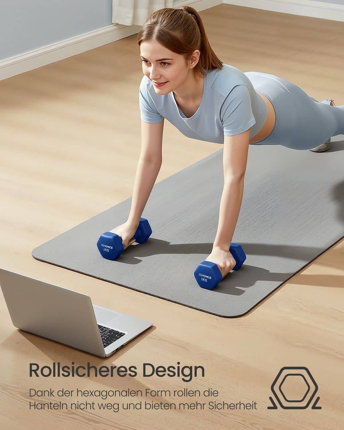 Kurzhantel Set mit Hantelständer Aquamarinblau, Hafenblau und Tintenschwarz Kurzhantel Set mit Hantelständer Aquamarinblau, Hafenblau und Tintenschwarz