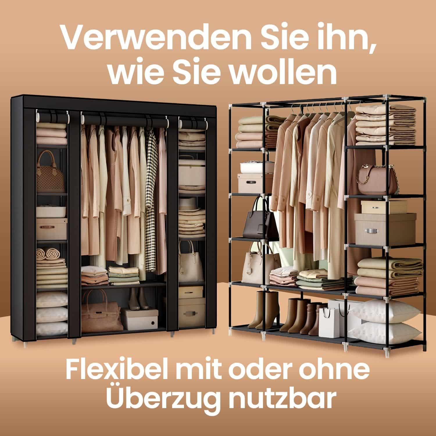 Kleiderschrank, Stoffschrank, mit Überzug aus Vliesstoff Kleiderschrank, Stoffschrank, mit Überzug aus Vliesstoff