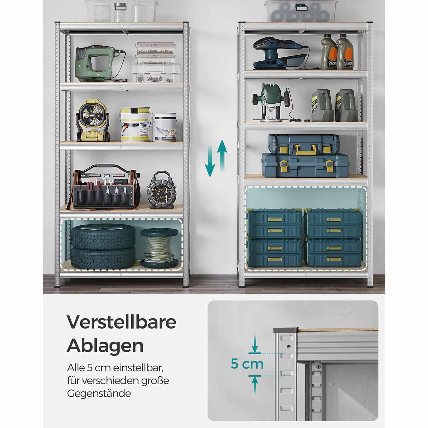 Lagerregale 2er Set, 200 x 100 x 50 cm silbern-B34GLR050E02 Lagerregale 2er Set, 200 x 100 x 50 cm silbern-B34GLR050E02