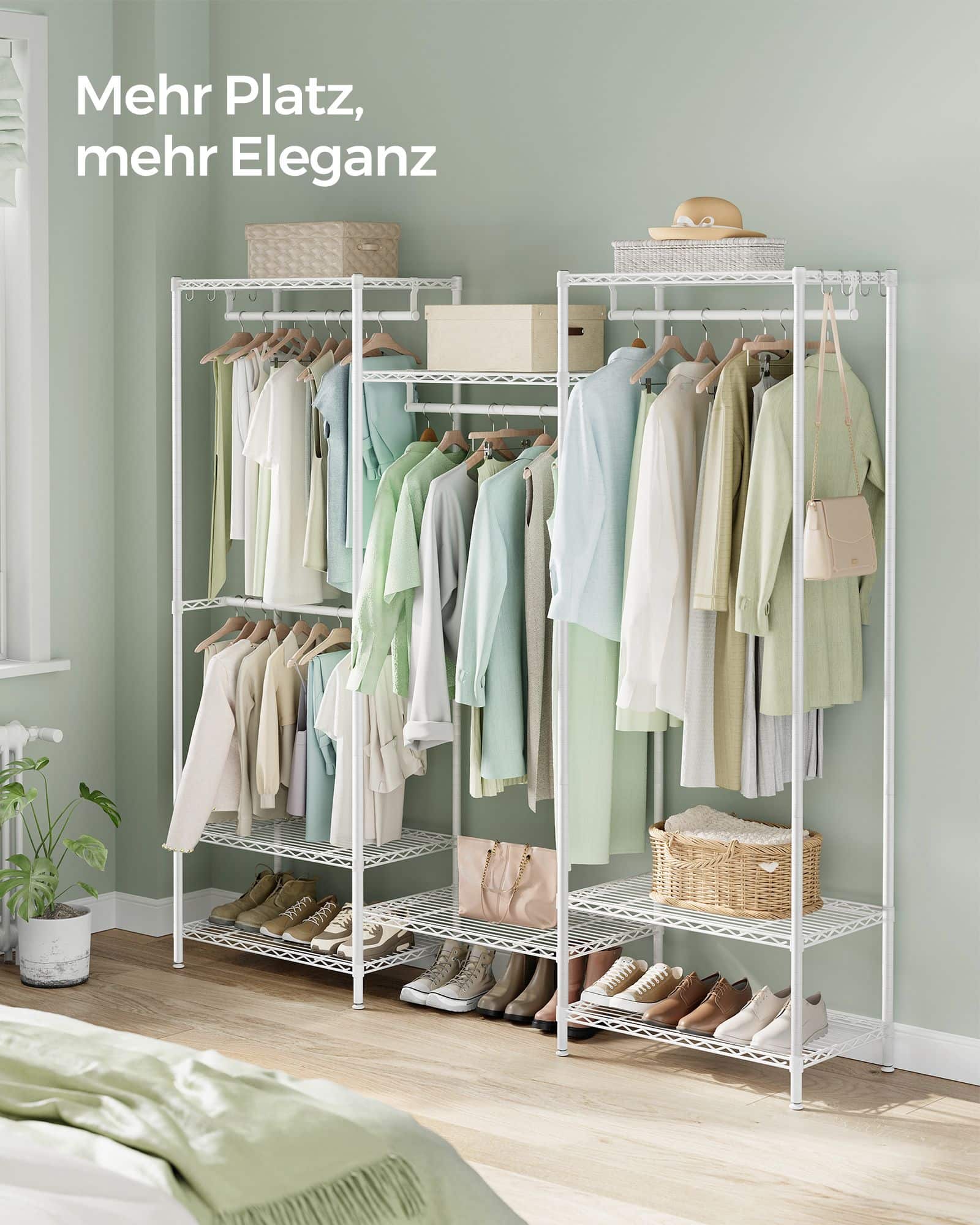 Garderobe aus Metall mit verstellbaren Ablagen wolkenweiß Garderobe aus Metall mit verstellbaren Ablagen wolkenweiß