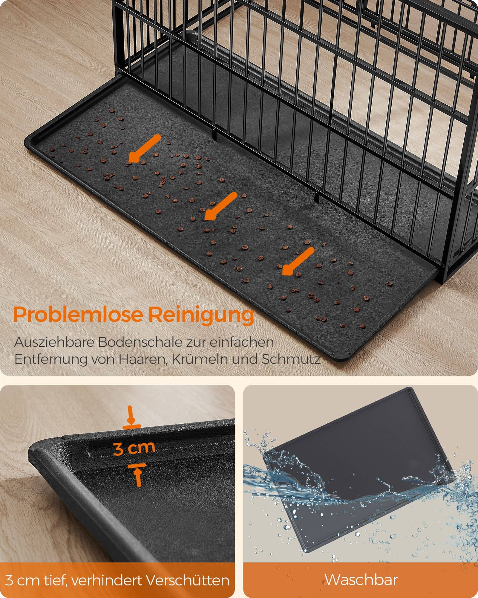 Hundekäfig 122 x 75 x 80 cm mit herausnehmbarer Bodenschale Hundekäfig 122 x 75 x 80 cm mit herausnehmbarer Bodenschale