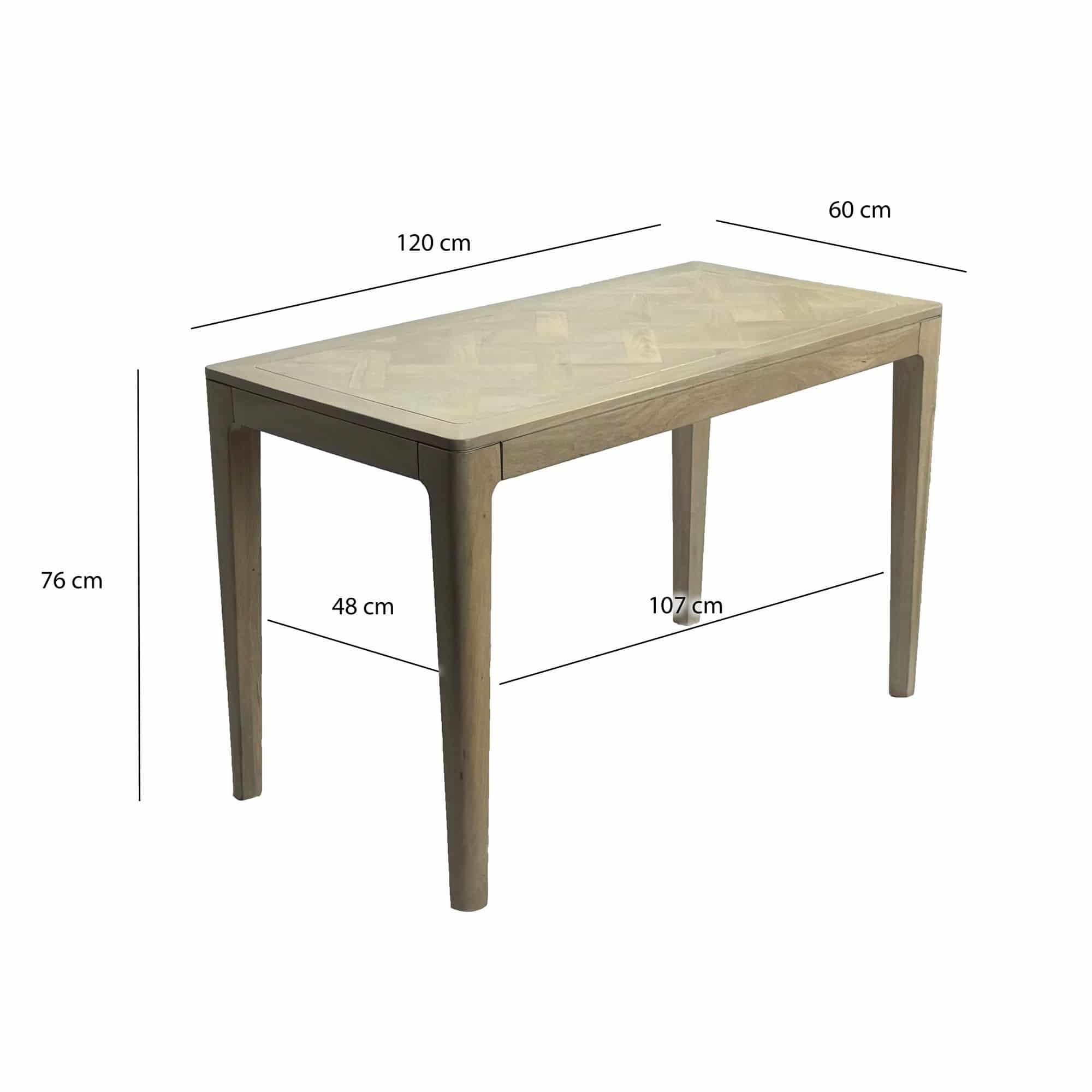Esstisch Massivholz Mango 120x60 cm white wash - Rechteckiger Esszimmertisch Holz - Küchentisch modern für 6 Personen - Stabiler Holztisch - Tisch für Esszimmer Bistrotisch Handmade