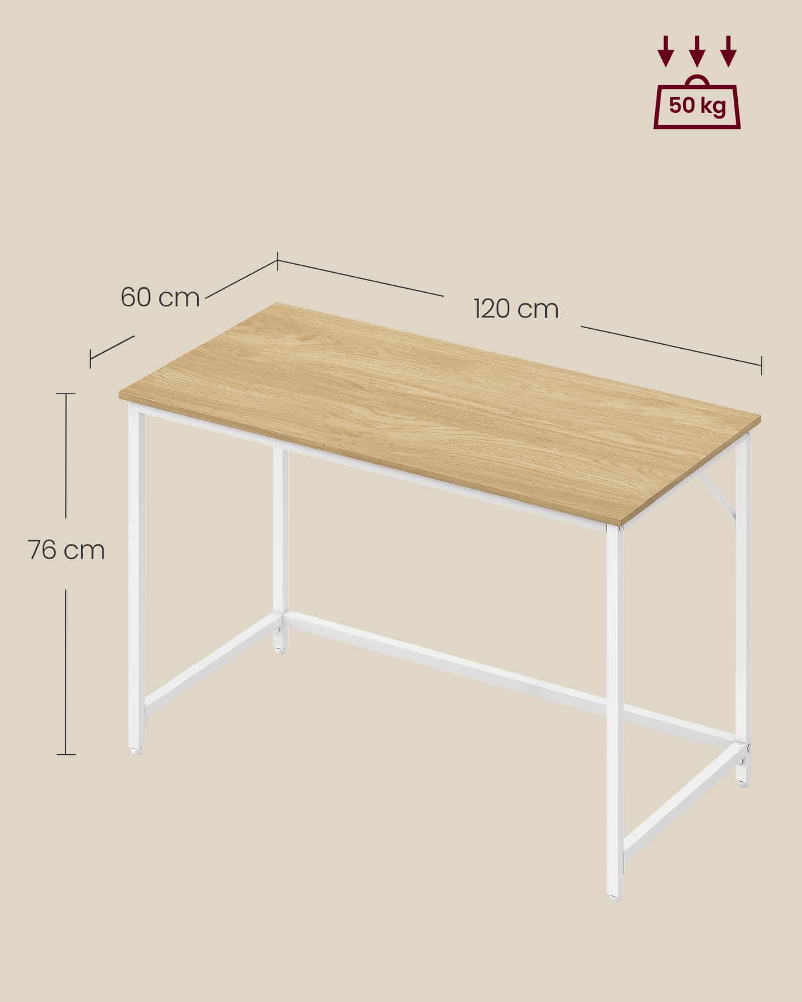 Schreibtisch mit Metallgestell 60 x 120 x 76 cm Schreibtisch mit Metallgestell 60 x 120 x 76 cm