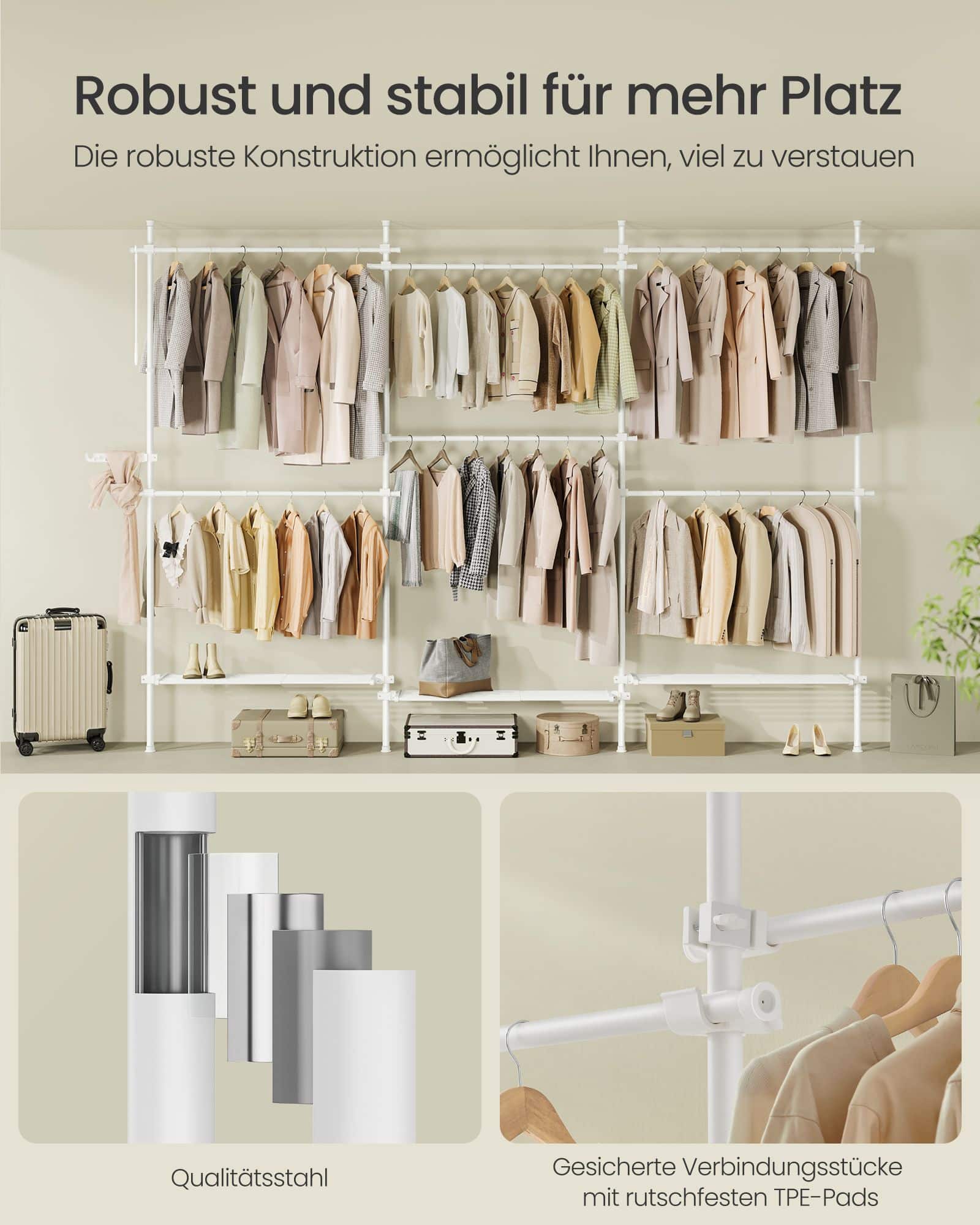 Kleiderständer deckenhoch 33,5 x (240-353) x (208-310) cm Kleiderständer deckenhoch 33,5 x (240-353) x (208-310) cm