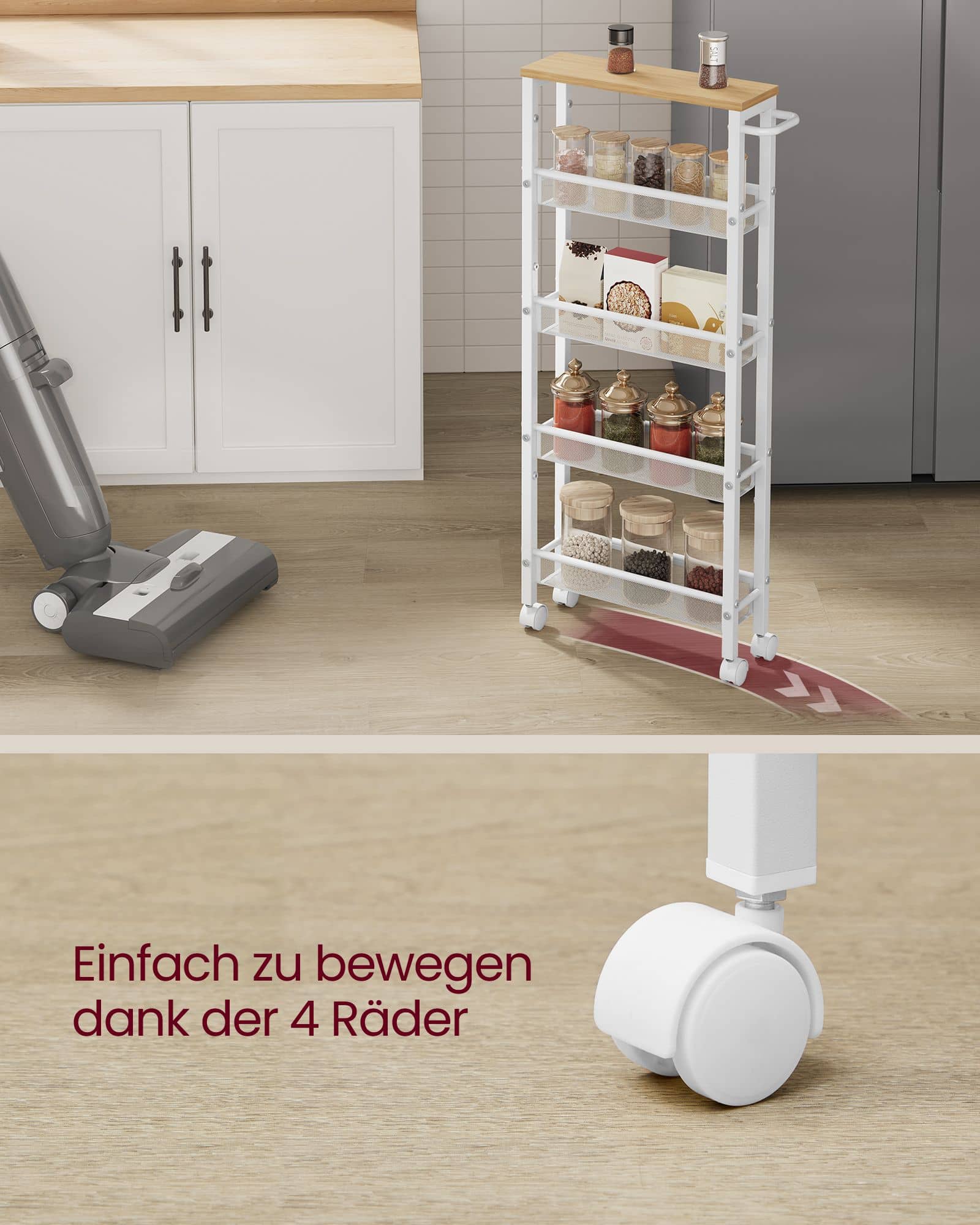 Rollwagen mit 5 Ebenen auf Rollen 13 x 45,4 x 99,6 cm Rollwagen mit 5 Ebenen auf Rollen 13 x 45,4 x 99,6 cm