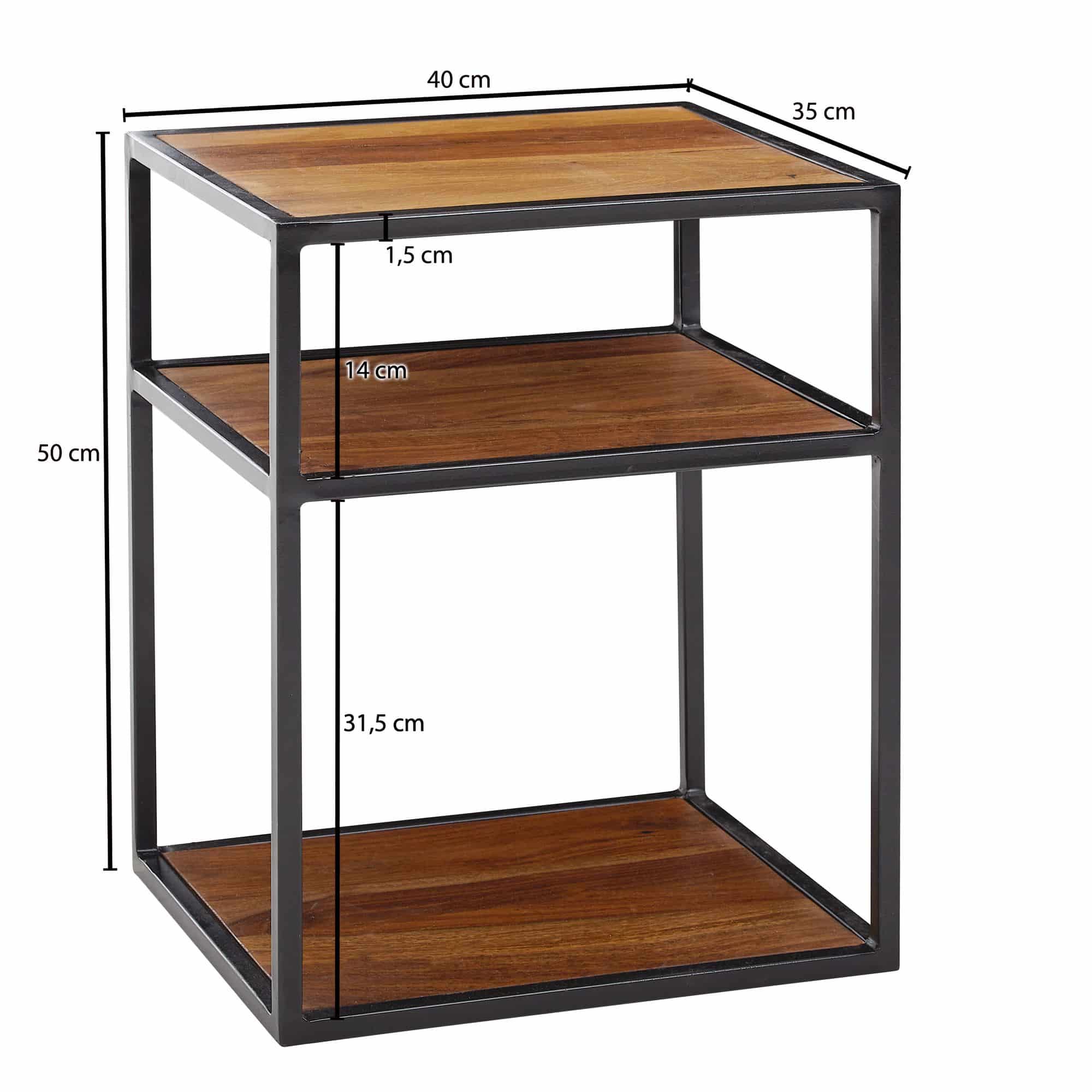 Nachttisch Sheesham Massivholz / Metall 40x50x35 cm Beistelltisch Hoch Nachttisch Sheesham Massivholz / Metall 40x50x35 cm Beistelltisch Hoch