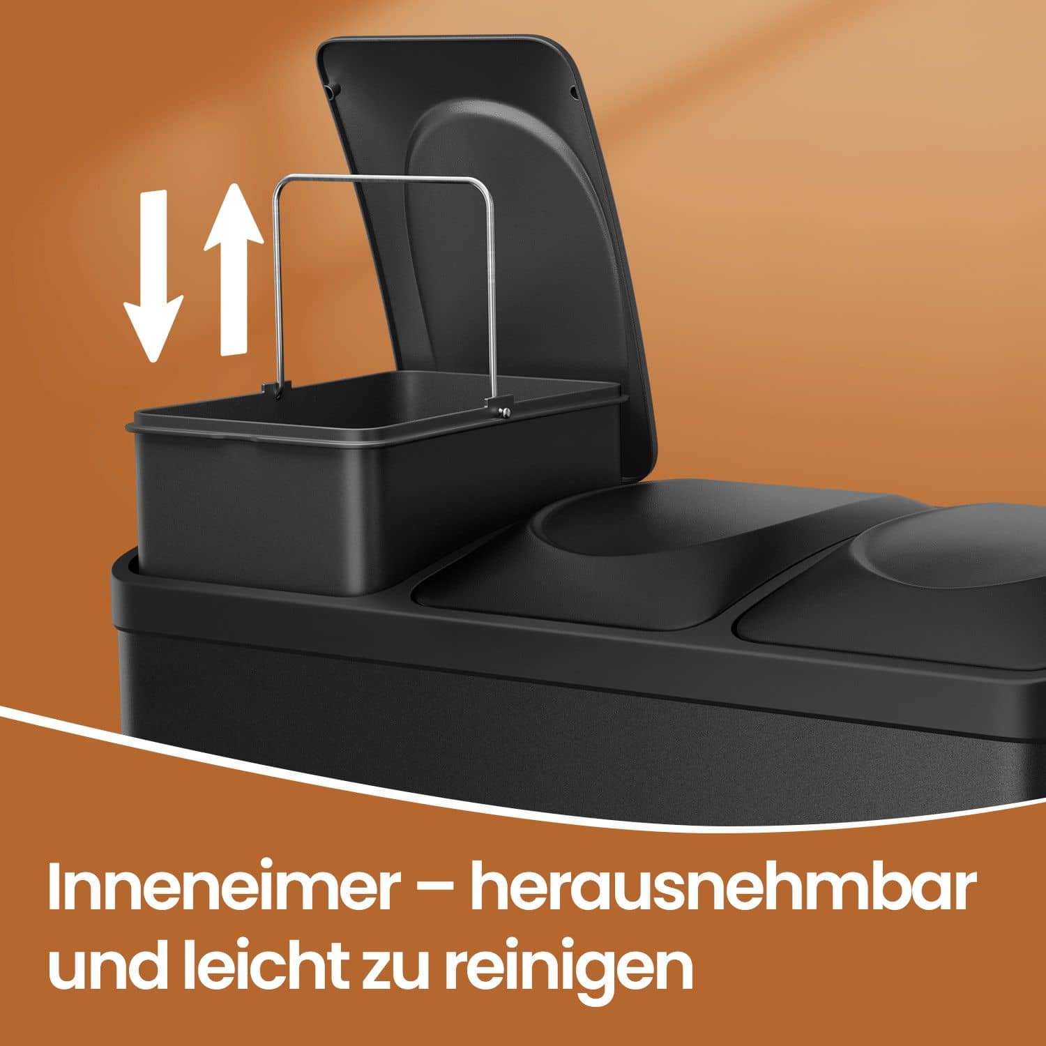 Mülleimer 3 Fächer, Mülltrennsystem Küche, Abfalleimer