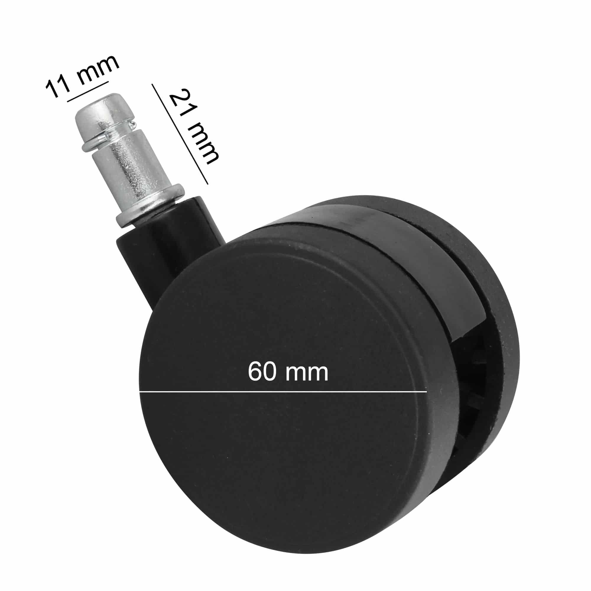 39234-AMSTYLE-5er-Set-Rollen-fuer-Buerostuhl-Schwarz-Stift-11mm-Durchmesser-60mm-Weichbodenrollen-Drehstuhlrollen-Stuhlrollen-buerostuhl-ersatzrollen-nowy-rollen-fuer-buerostuhl-st 5er Set Rollen für Bürostuhl Schwarz Stift 11mm/Durchmesser 60mm Weichbodenrollen Drehstuhlrollen Stuhlrollen