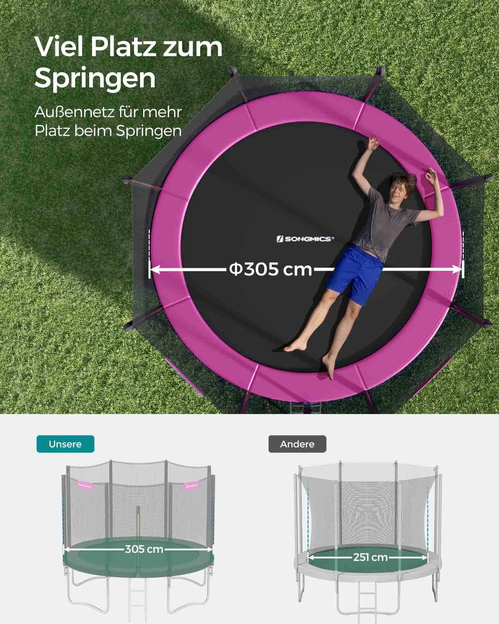 Trampolin Ø 305 cm mit Sicherheitsnetz pink-STR101P01 Trampolin Ø 305 cm mit Sicherheitsnetz pink-STR101P01