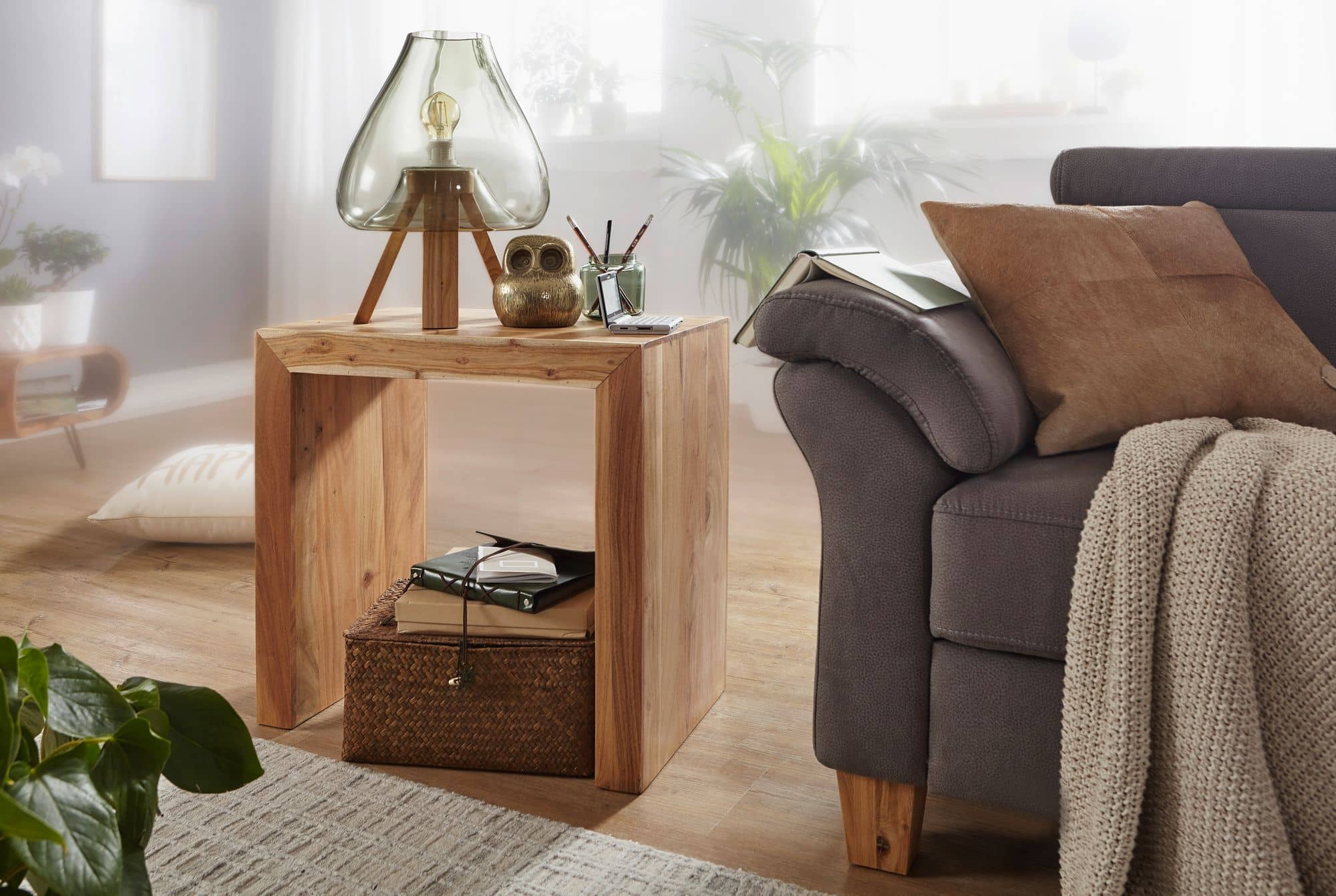 Beistelltisch MUMBAI Massiv-Holz Akazie 60 x 35 cm Wohnzimmer-Tisch Design dunkel-braun Landhaus-Stil Couchtisch Beistelltisch MUMBAI Massiv-Holz Akazie 60 x 35 cm Wohnzimmer-Tisch Design dunkel-braun Landhaus-Stil Couchtisch