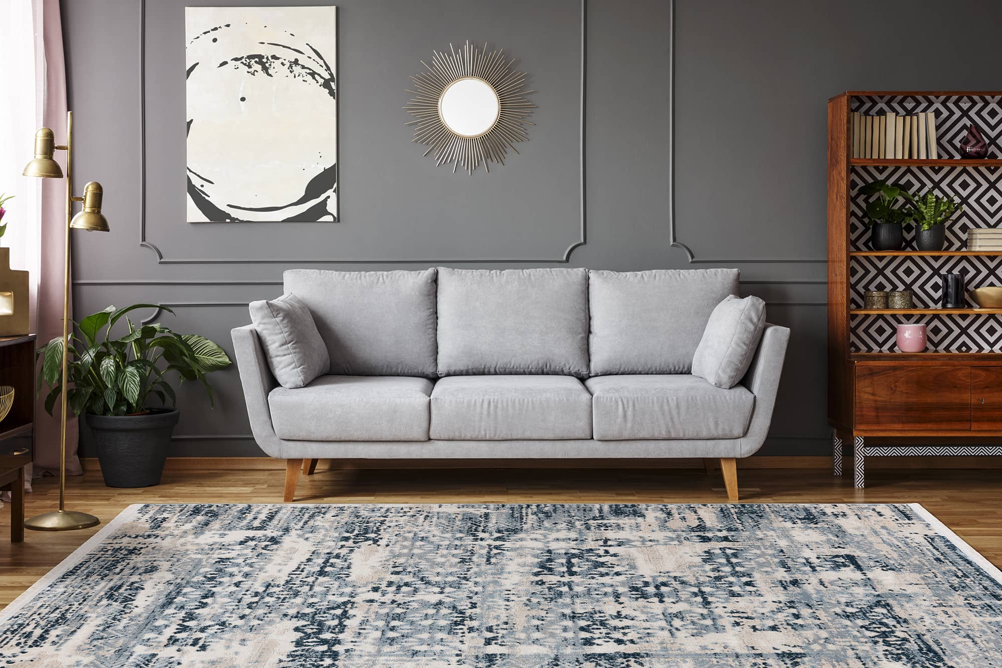 Teppich Adela 325 Blau 80 x 150 cm | Flachflor Teppich Adela 325 Blau 80 x 150 cm | Flachflor