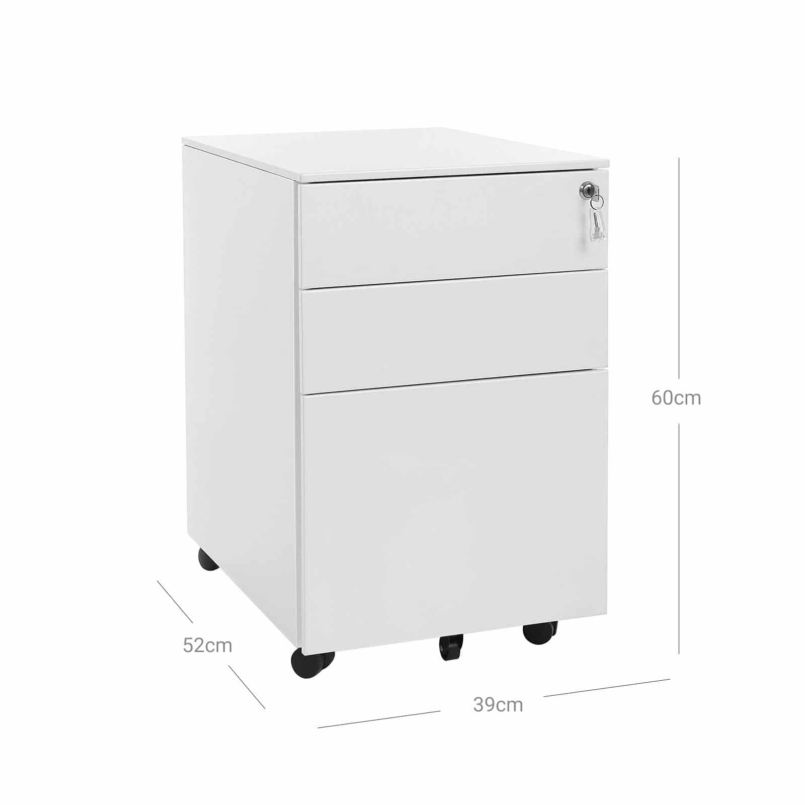 Rollcontainer 3 Schubladen Weiß-OFC60WT Rollcontainer 3 Schubladen Weiß-OFC60WT