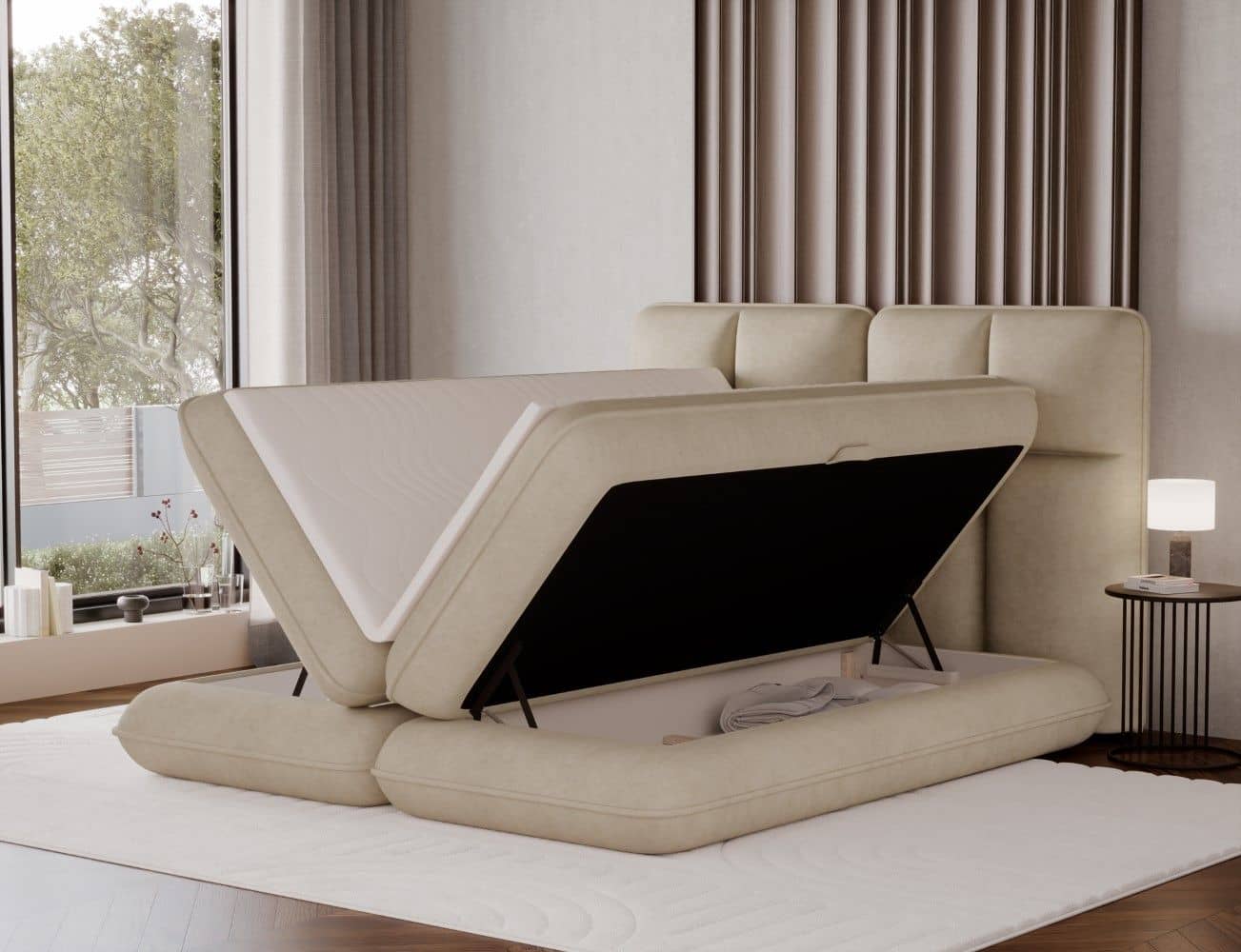 Boxspringbett Tonila von Eltap Aura Mikrofaser | Bettkasten