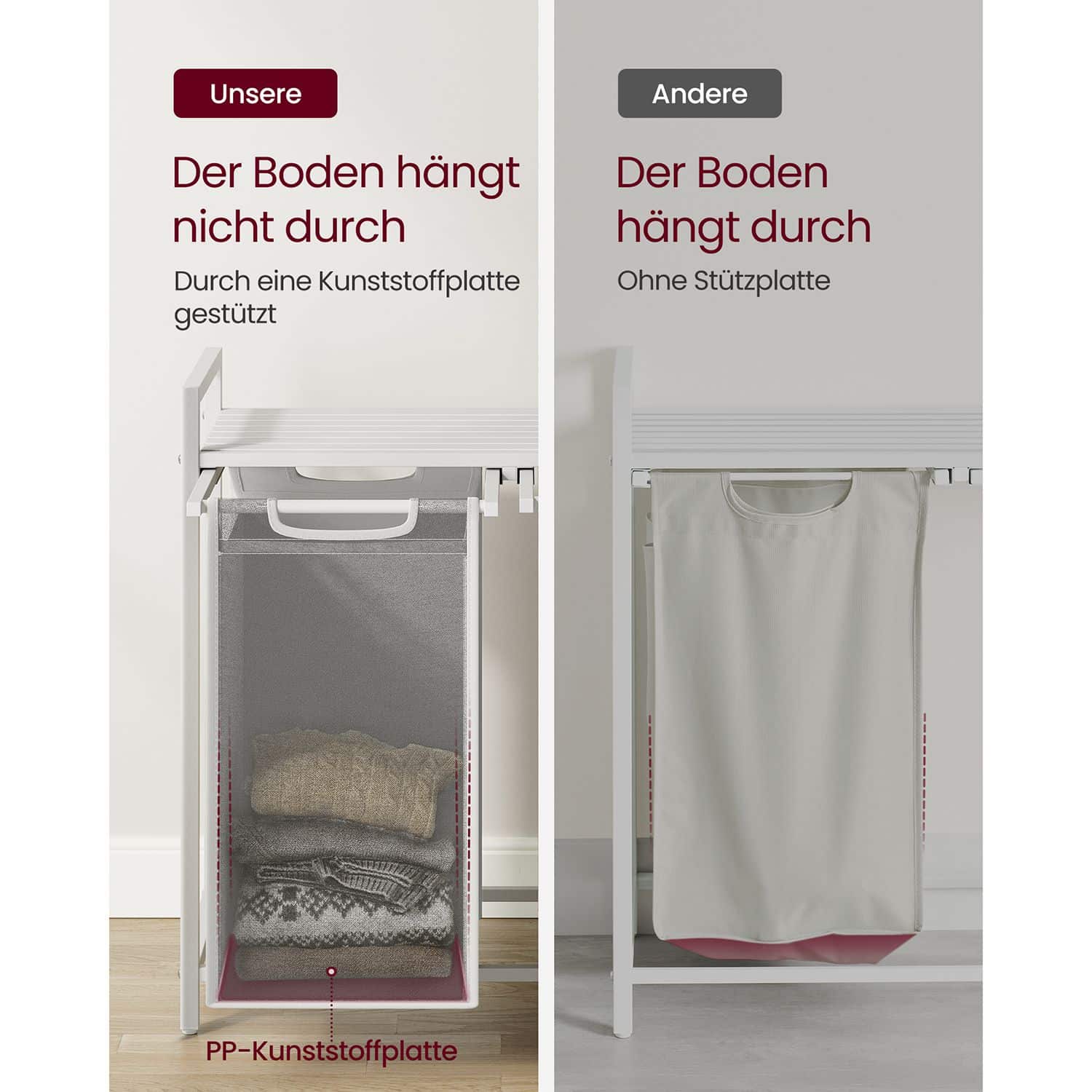 Wäschekorb 2 x 46 L mit 1 Ablage weiß-B34BLH201W01 Wäschekorb 2 x 46 L mit 1 Ablage weiß-B34BLH201W01