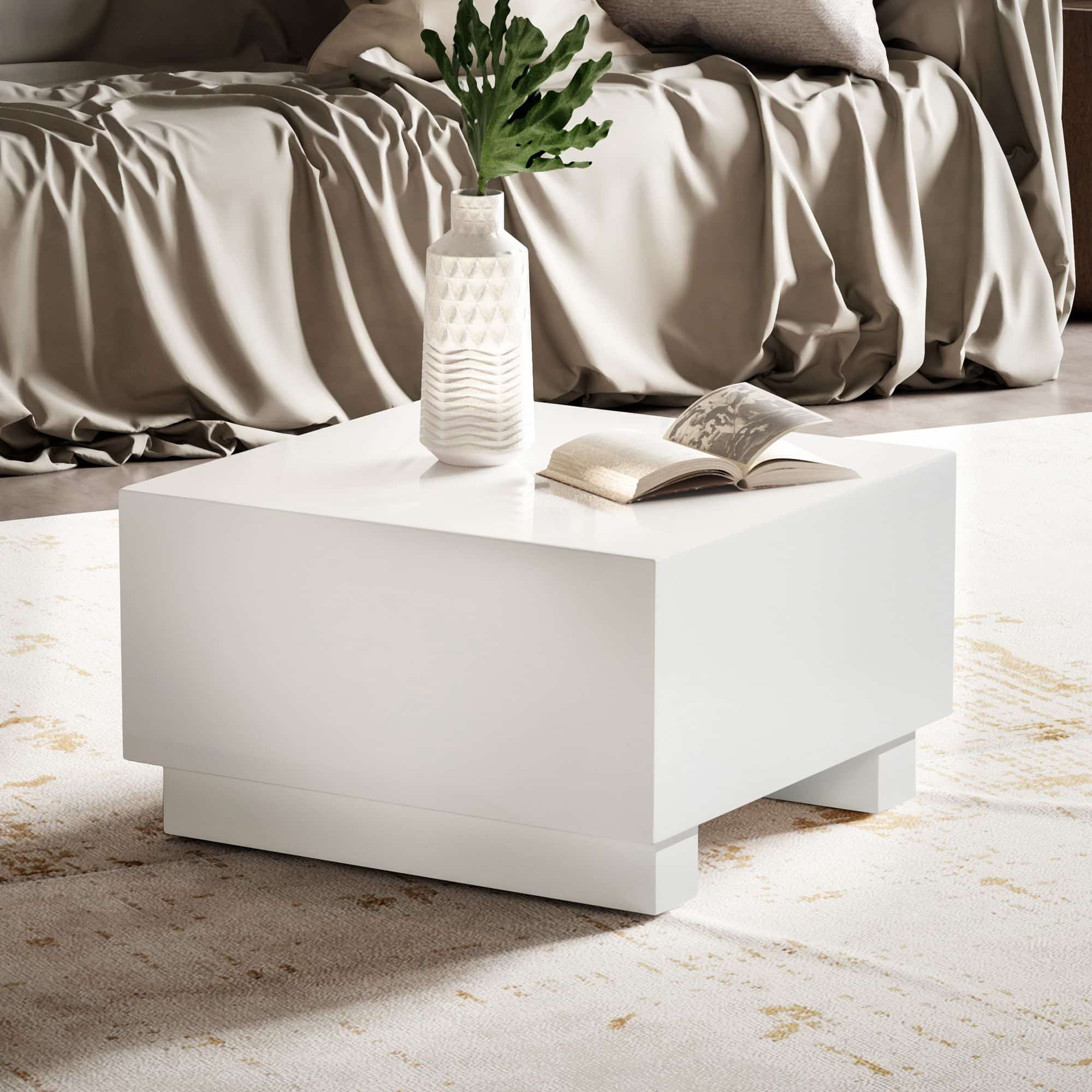 Couchtisch MONOBLOC 60x60x35 cm Weiß Hochglanz Couchtisch MONOBLOC 60x60x35 cm Weiß Hochglanz