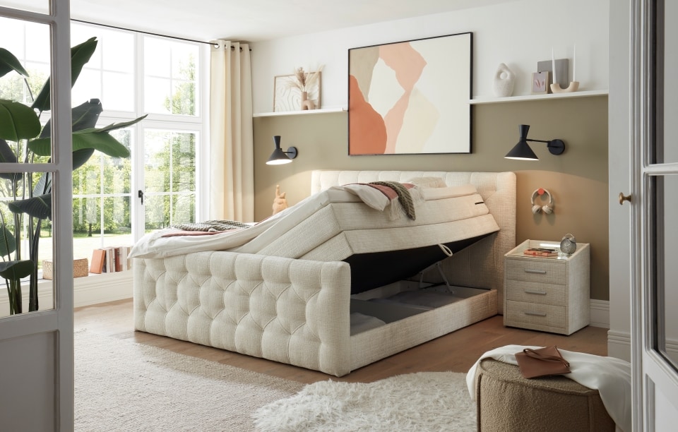 Boxspringbett Nevada von ED Exciting Design mit Bettkasten | Härtegrad H2, Stoff Cremona-Mikrofaser Boxspringbett Nevada von ED Exciting Design mit Bettkasten | Härtegrad H2, Stoff Cremona-Mikrofaser